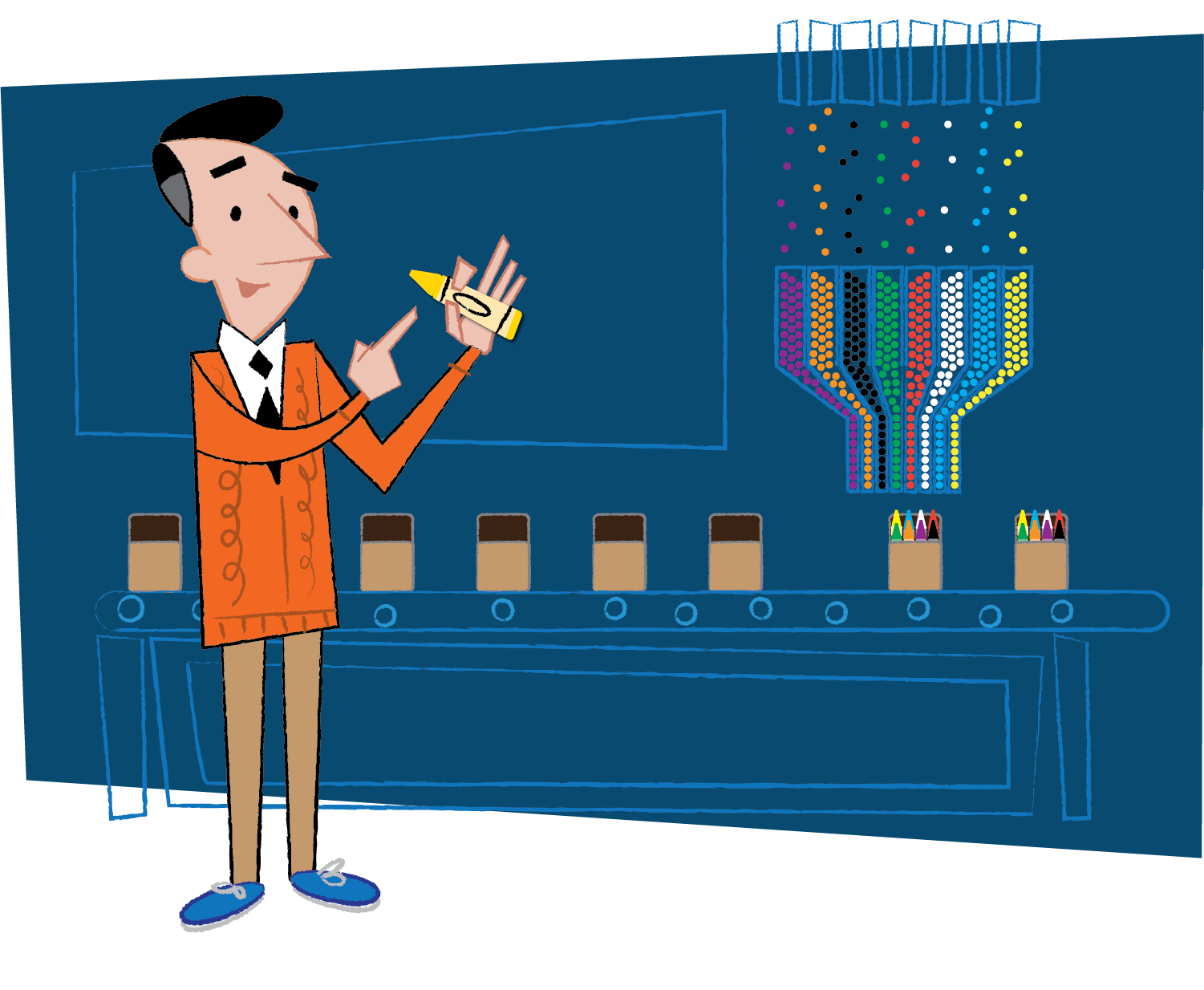 Mr. Rogers at the crayon factory, 2019