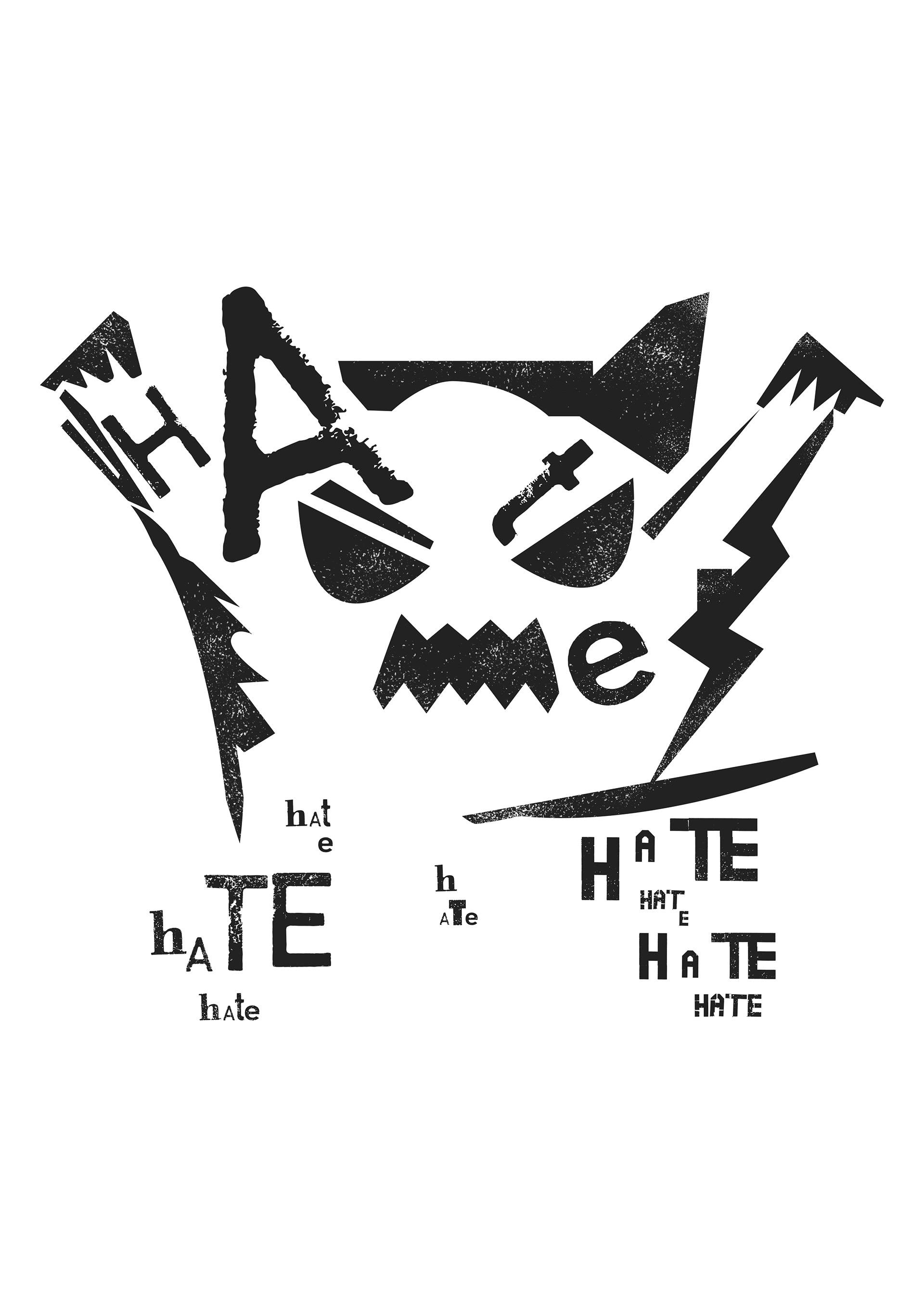 Hate is a monster. Black and White