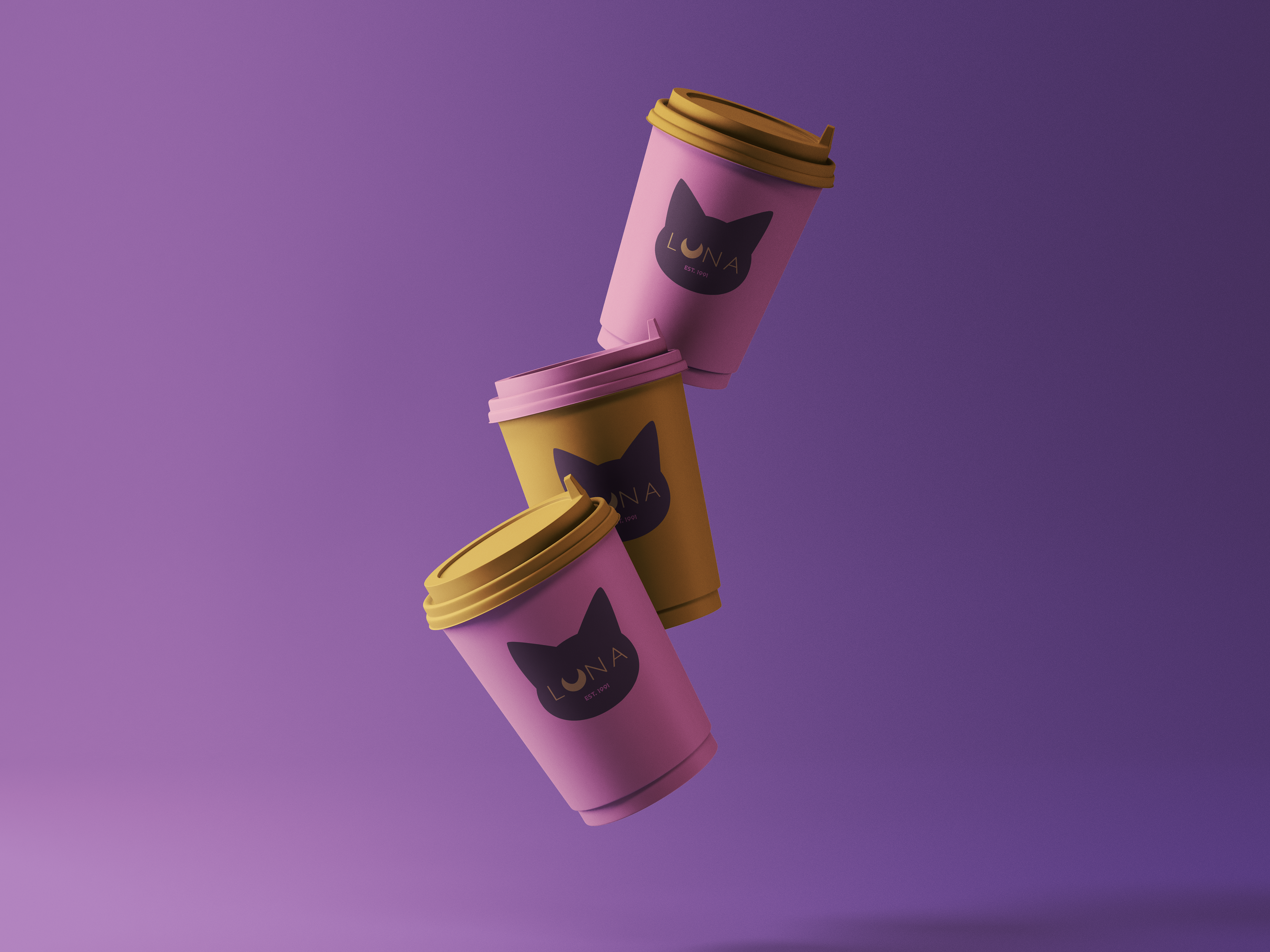 LUNA Cafe Coffee Cup Mock-up