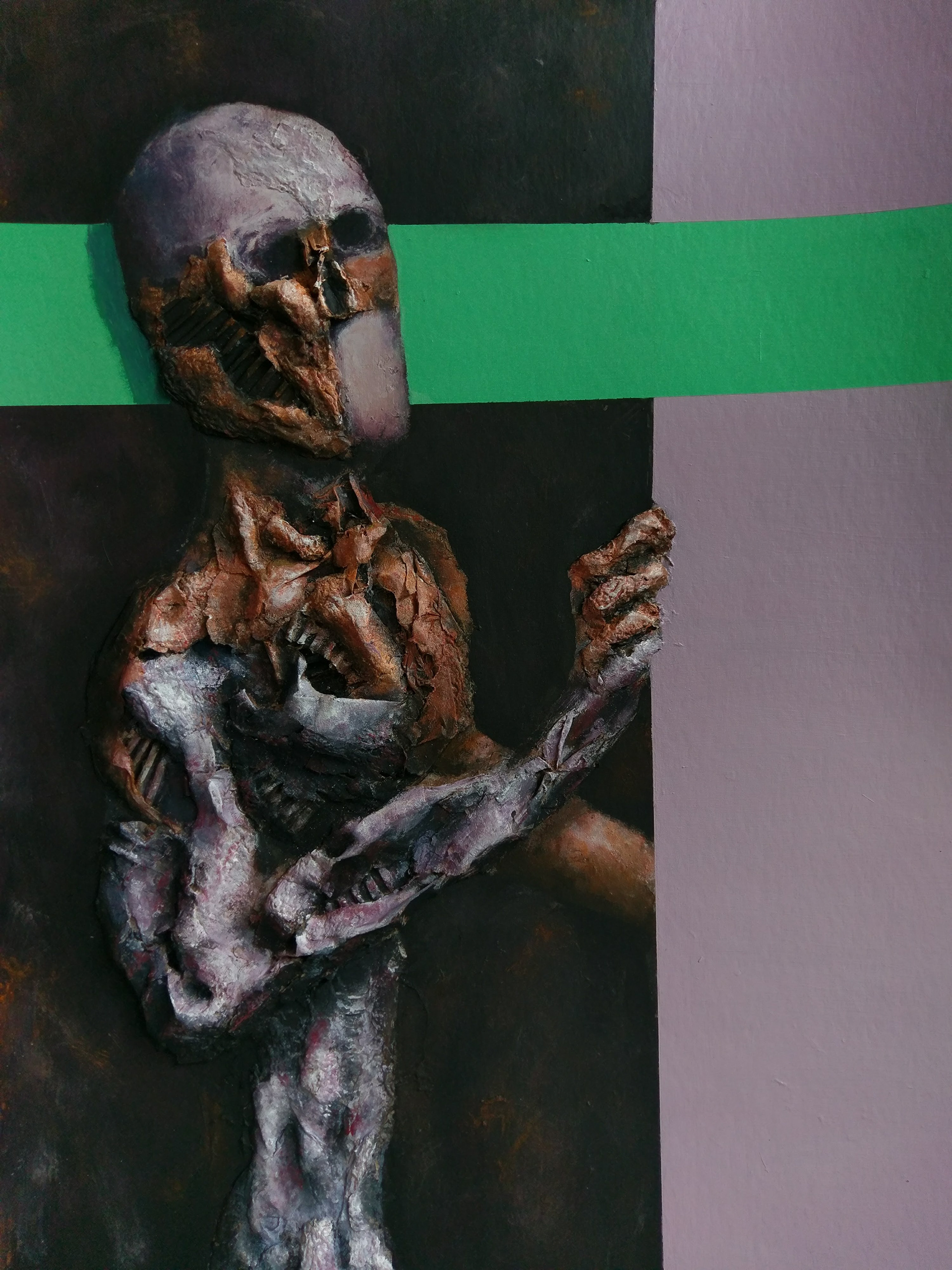 Untitled, acrylic and mixed media on board, 2017