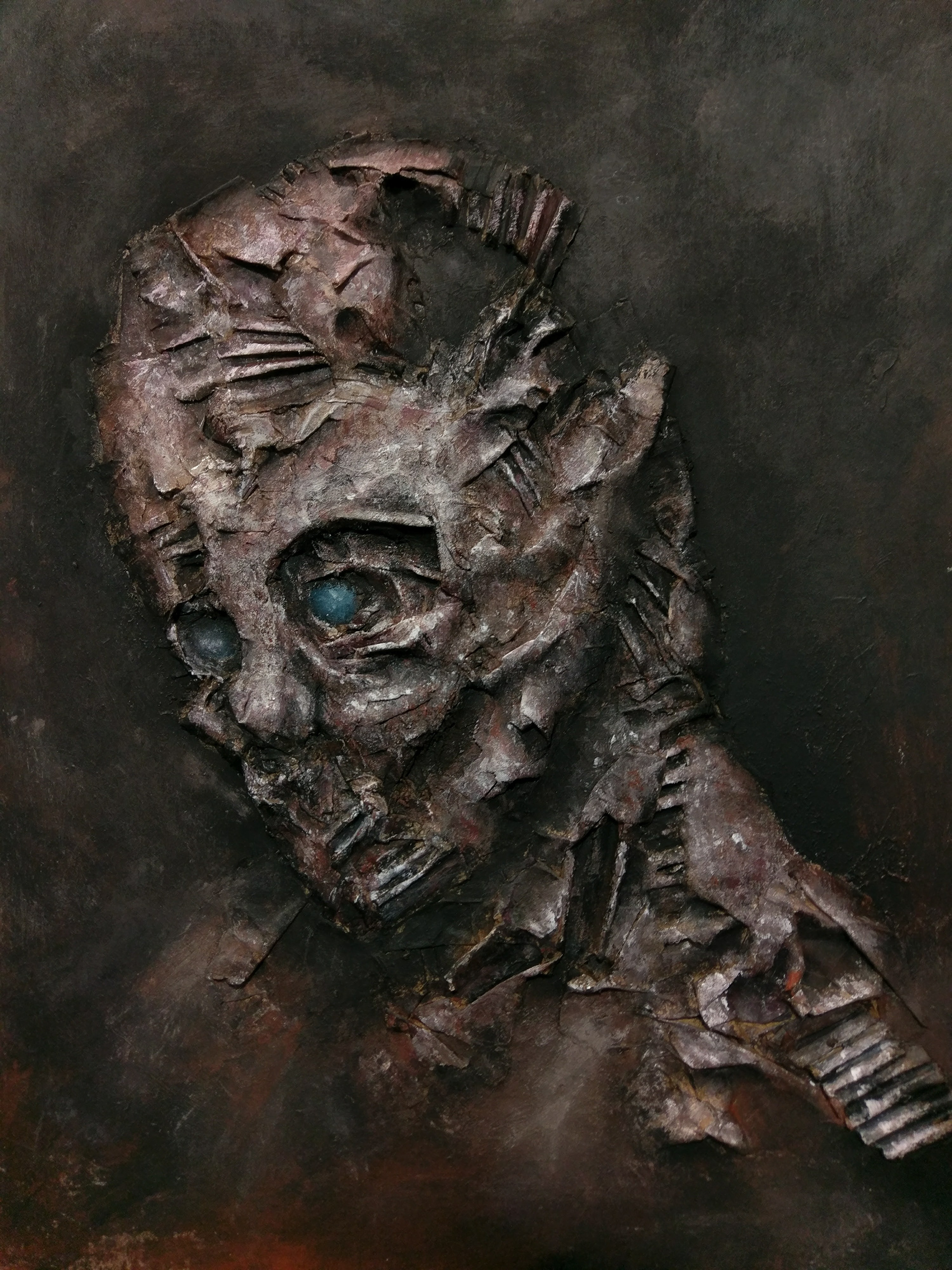 Untitled, acrylic and mixed media on board, 2017