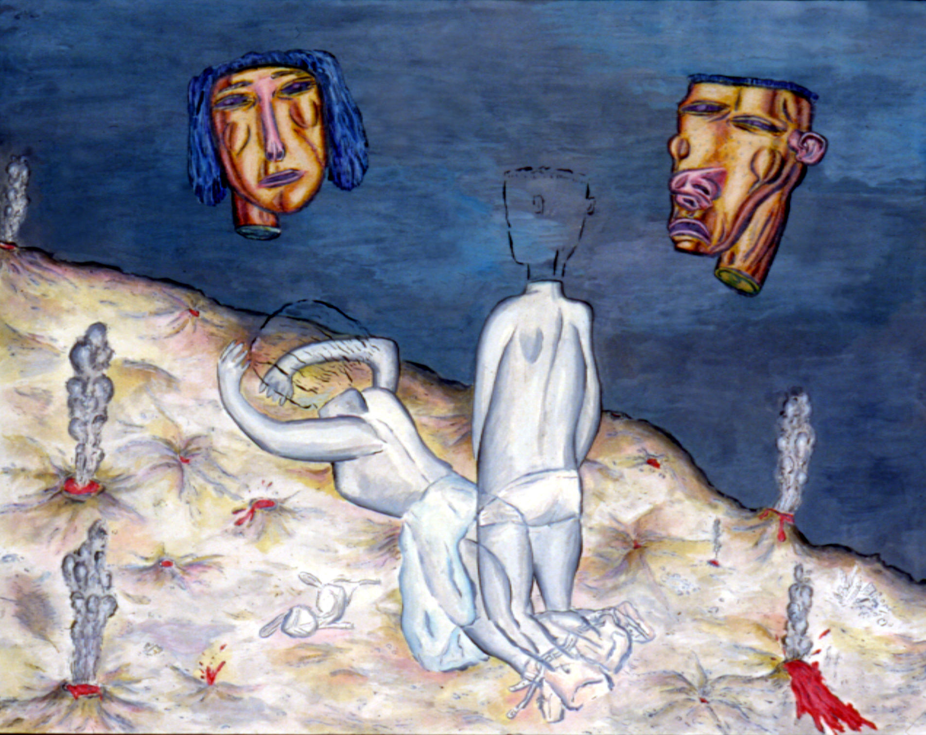 Boys and Girls of the Moon, 2000, Ink and guache on paper 14" x 17"