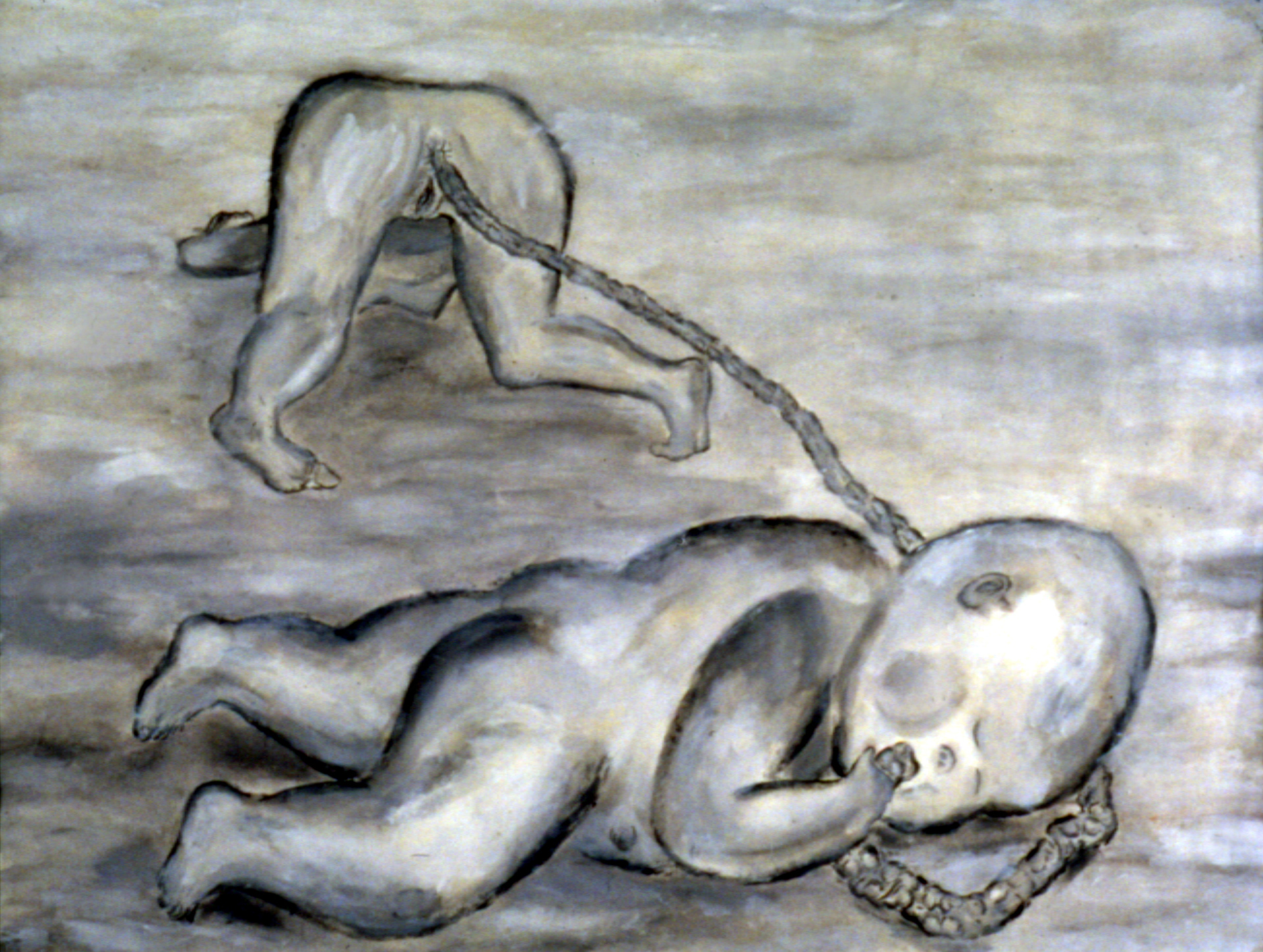 Feeding, 2002, Ink and guache on paper 23" x 30"