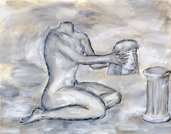 Pedestal, 2001, Ink and guache on paper 14" x 17"