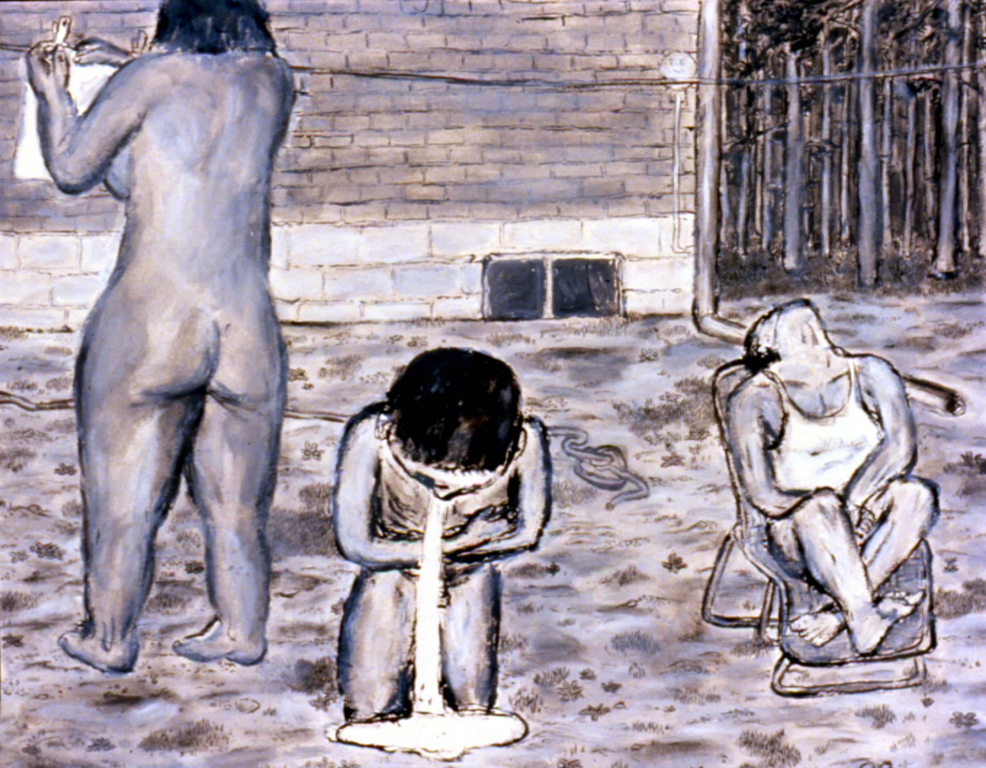 Milk, 2002, Ink and guache on paper 14" x 17"