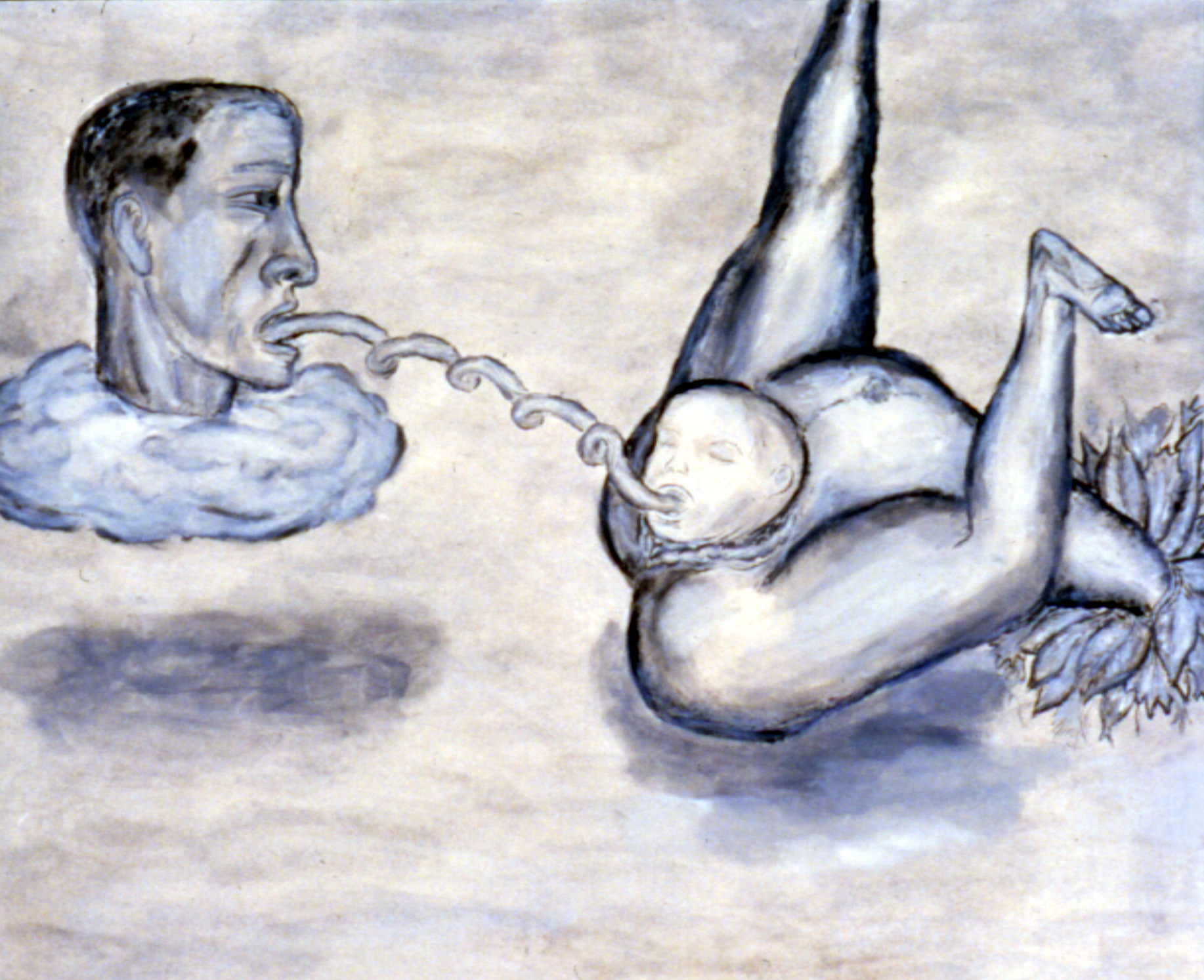 Umbilical, 2002, Ink and guache on paper 14" x 17"
