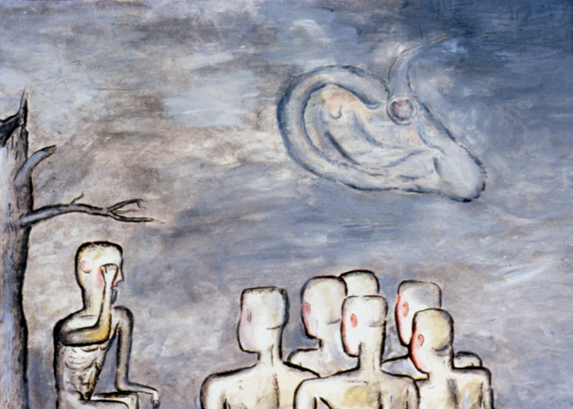 Good Story, 2001, Ink and guache on paper 14" x 17"