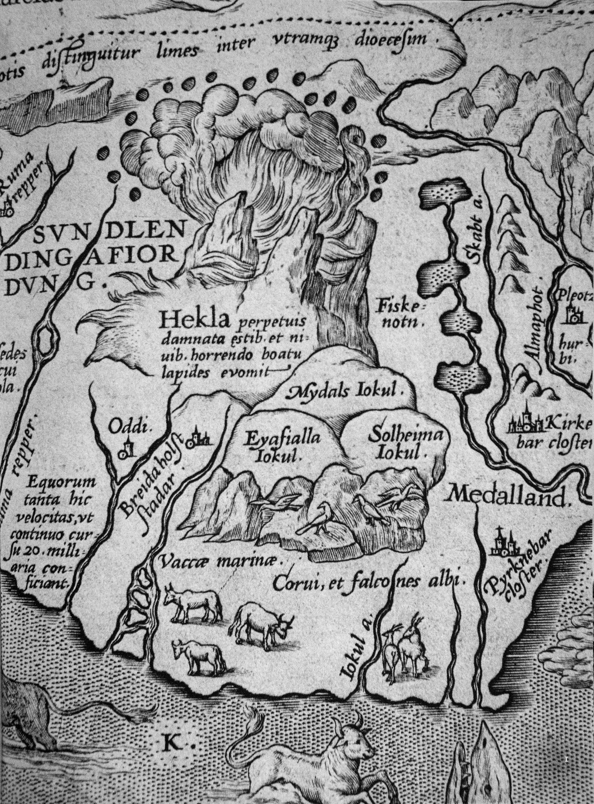 Carte ancienne d'Islande (XVIème siècle)