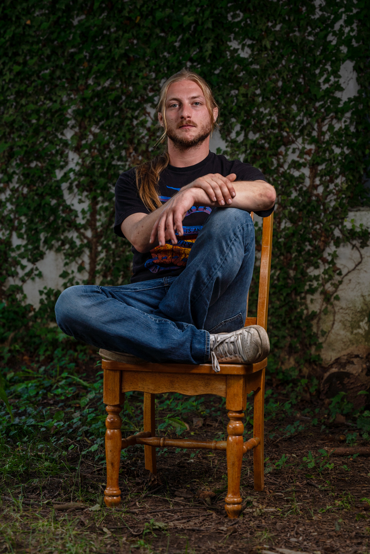 Chris Monk at his home in Rochester, NY, July 13, 2023.  Monk describes his former drug use, including heroine and bath salts, as chaotic. In that part of his life he was a victim of violence, and suffered due to his substance use disorder.  When speaking about being incarcerated Monk stated “there is a huge difference between being told you can’t do something and choosing to not do it”, “I had everything planned out, I had money, knew where I could buy, and within 15 minutes of getting out I had a needle in my arm”. His testimony to this illustrates the failures of criminalizing drug use, and not treating it as a mental disorder.  Since he has been in recovery Monk has dedicated much of his time in service to the community serving the underserved.  