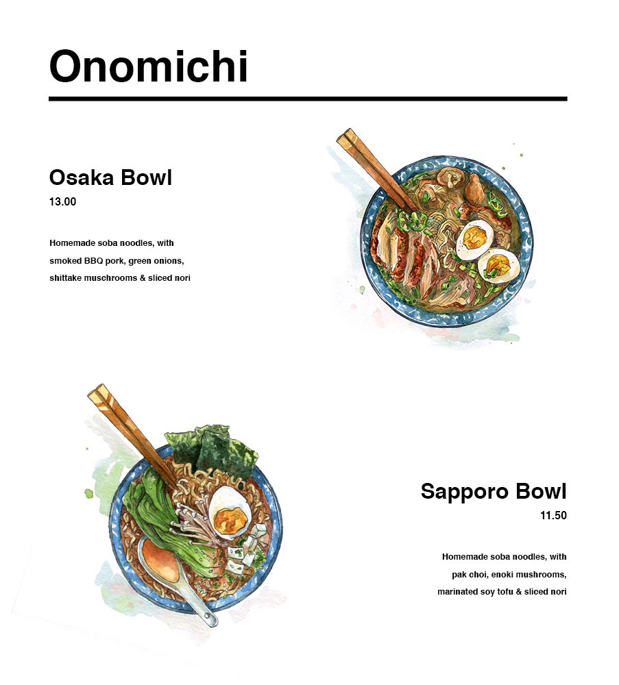 Onomichi Menu Illustrations