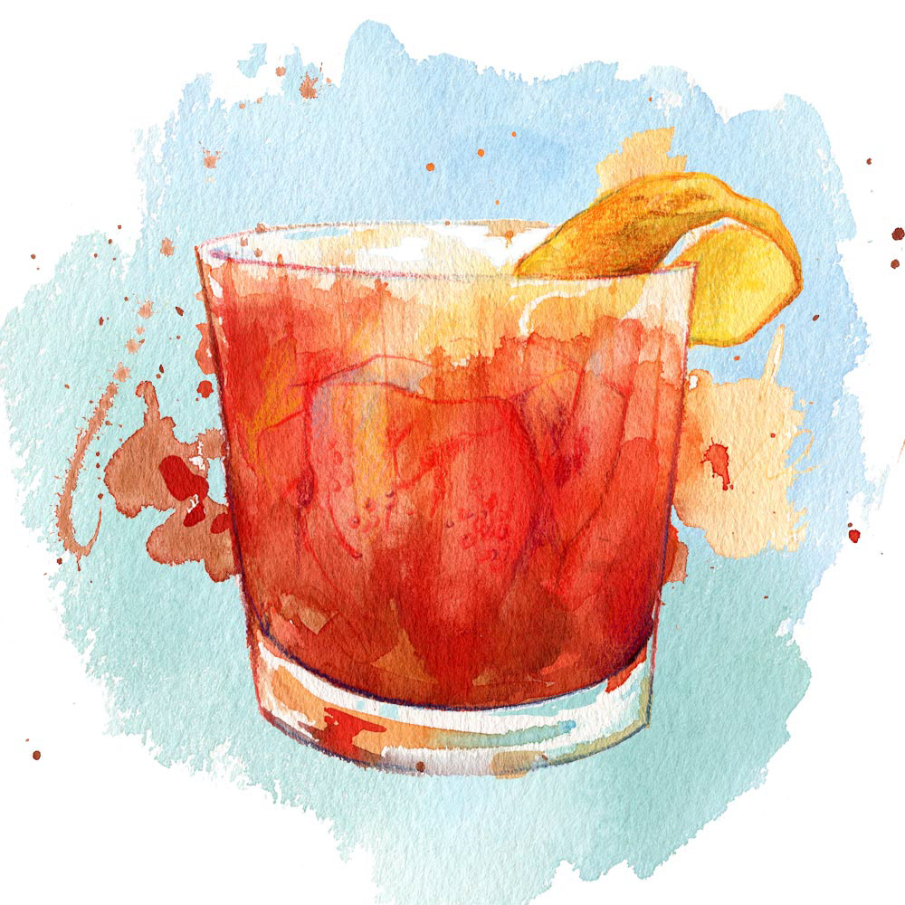 Negroni Cocktail 'Shakers & Makers' Illustration