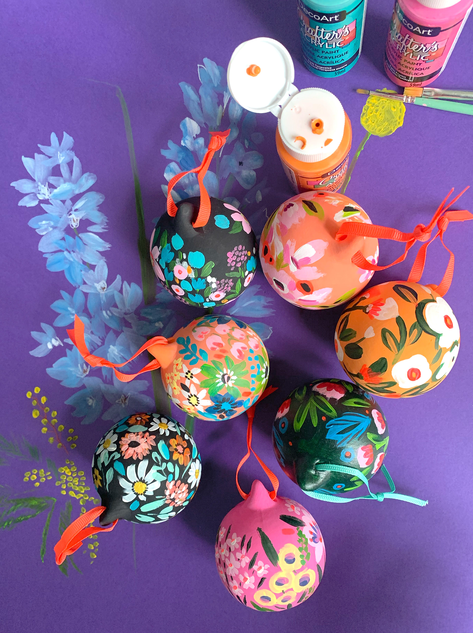 Selection of limited edition baubles painted for Christmas '23 & '24