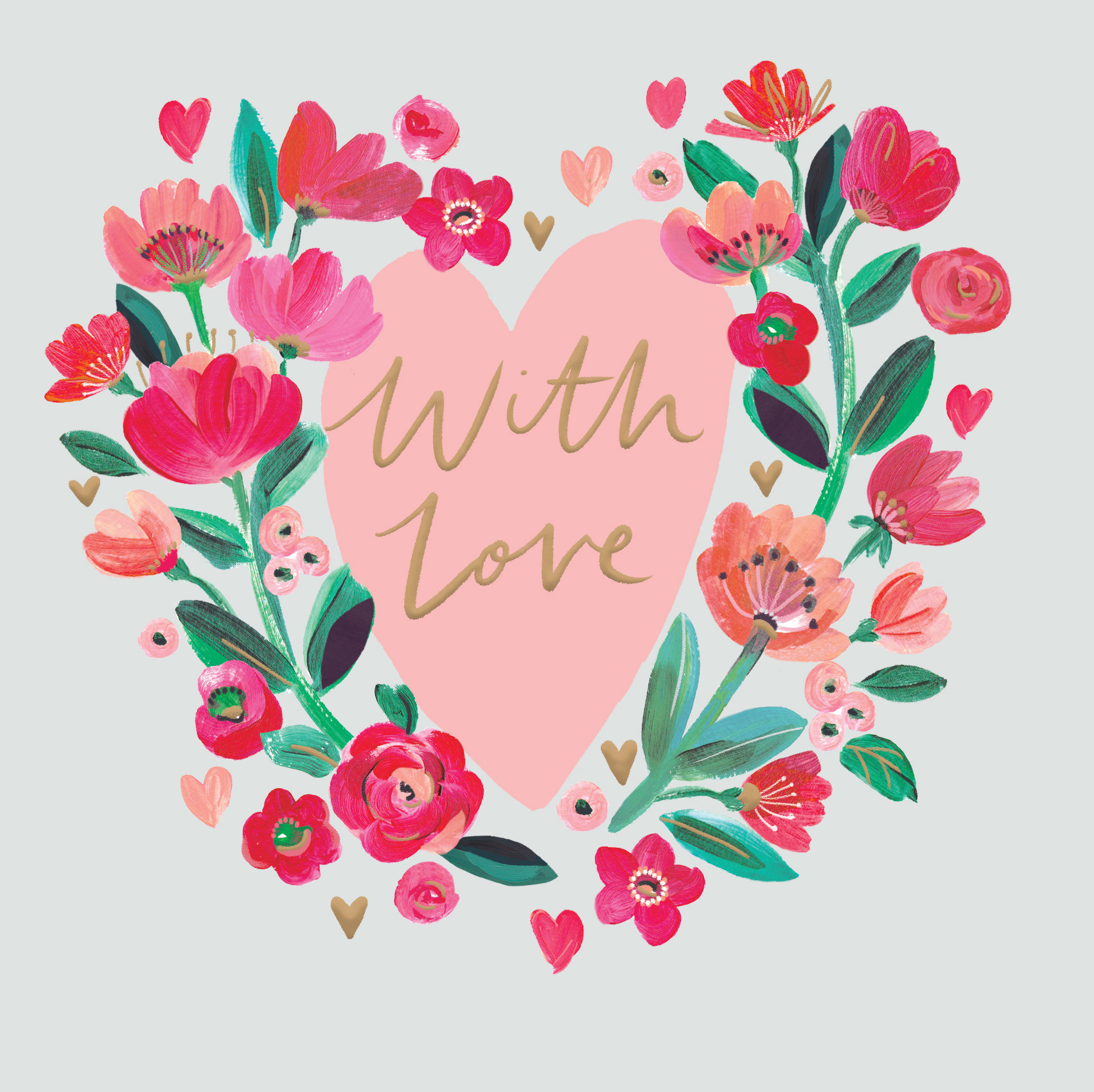Painterly floral heart for Valentine's Day