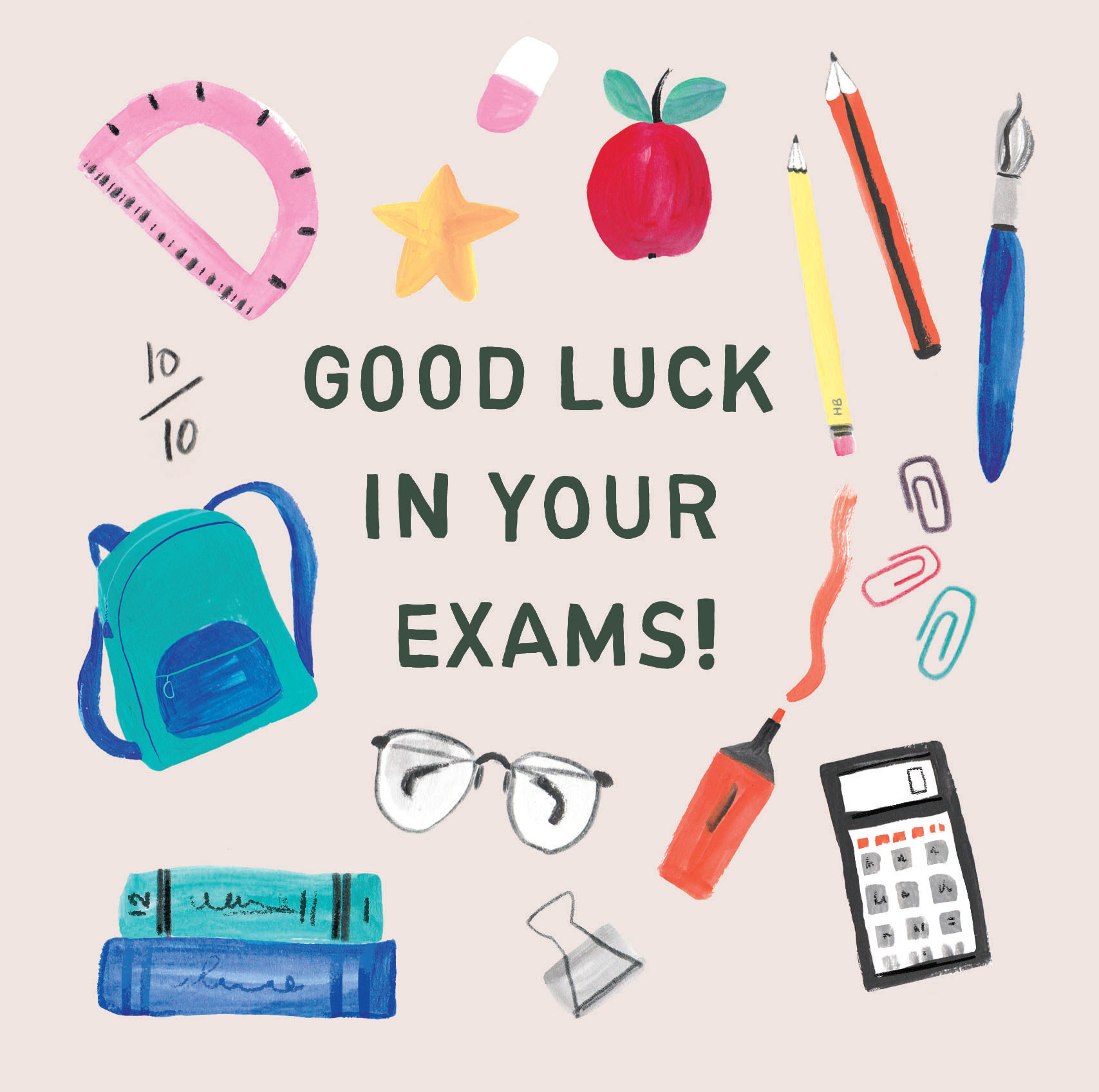 School icon 'Good Luck' card