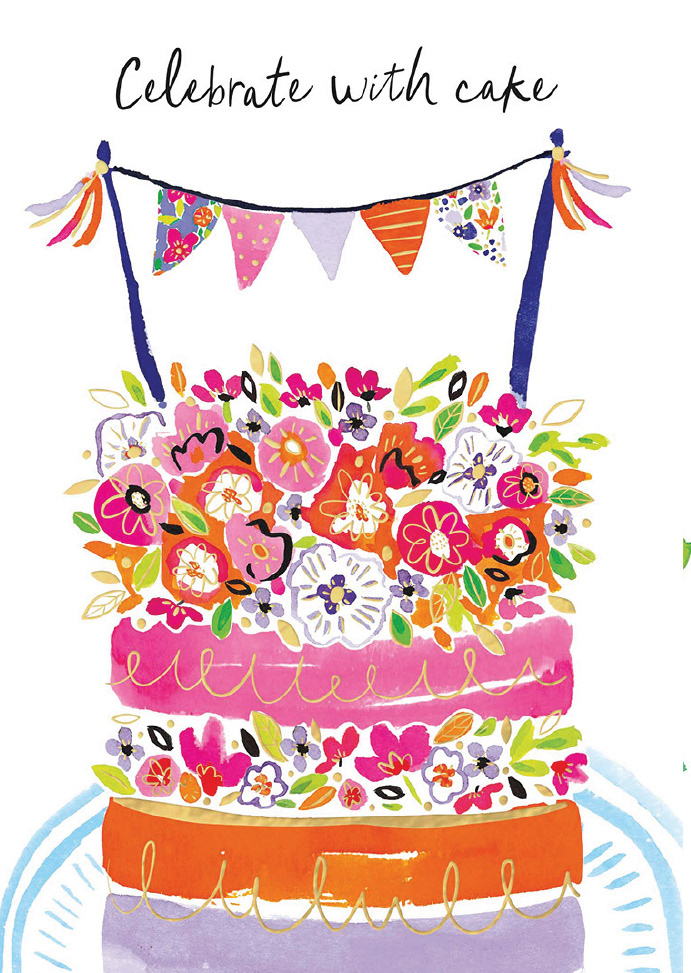Cake and bunting illustration for Summer Vera range