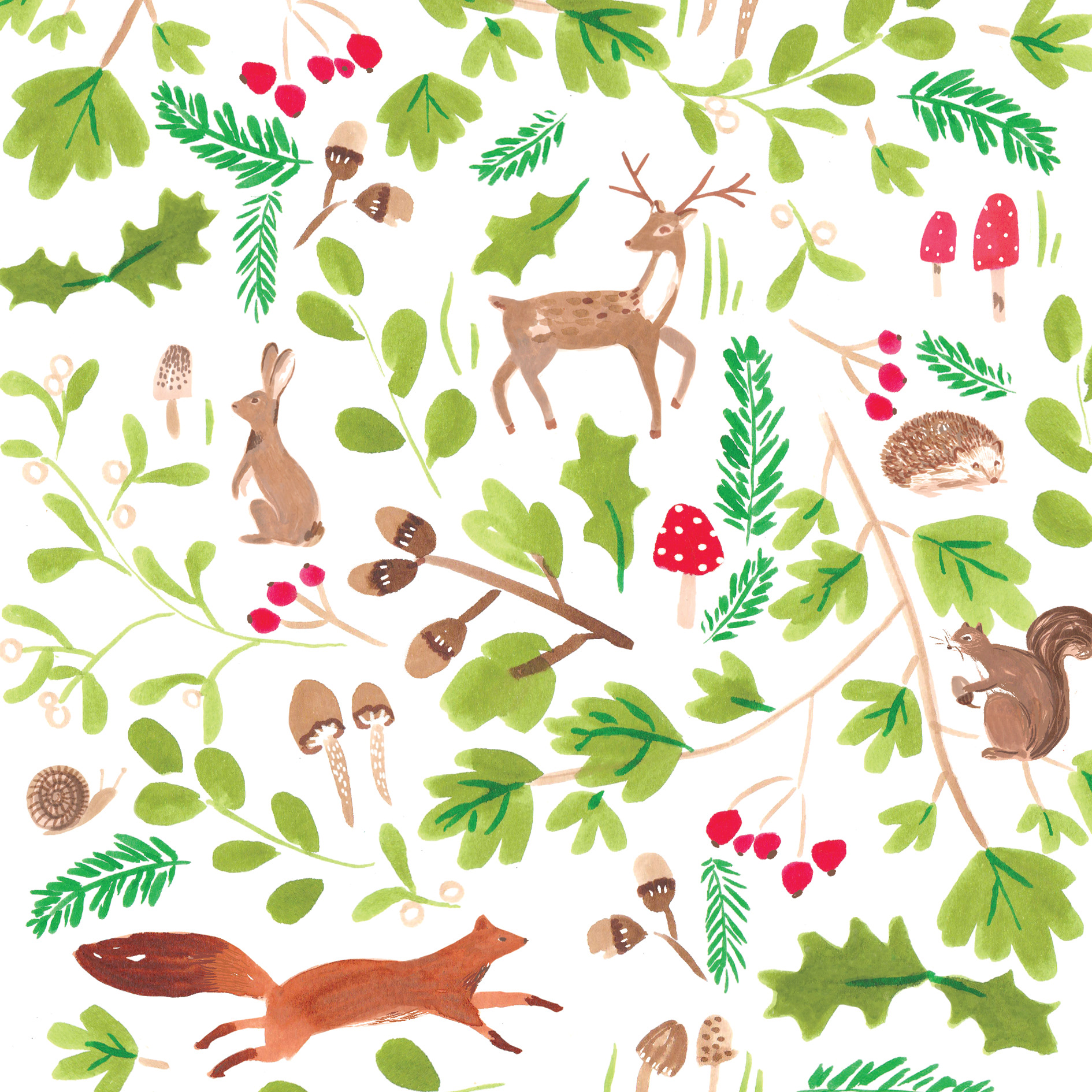 Christmas woodland artwork