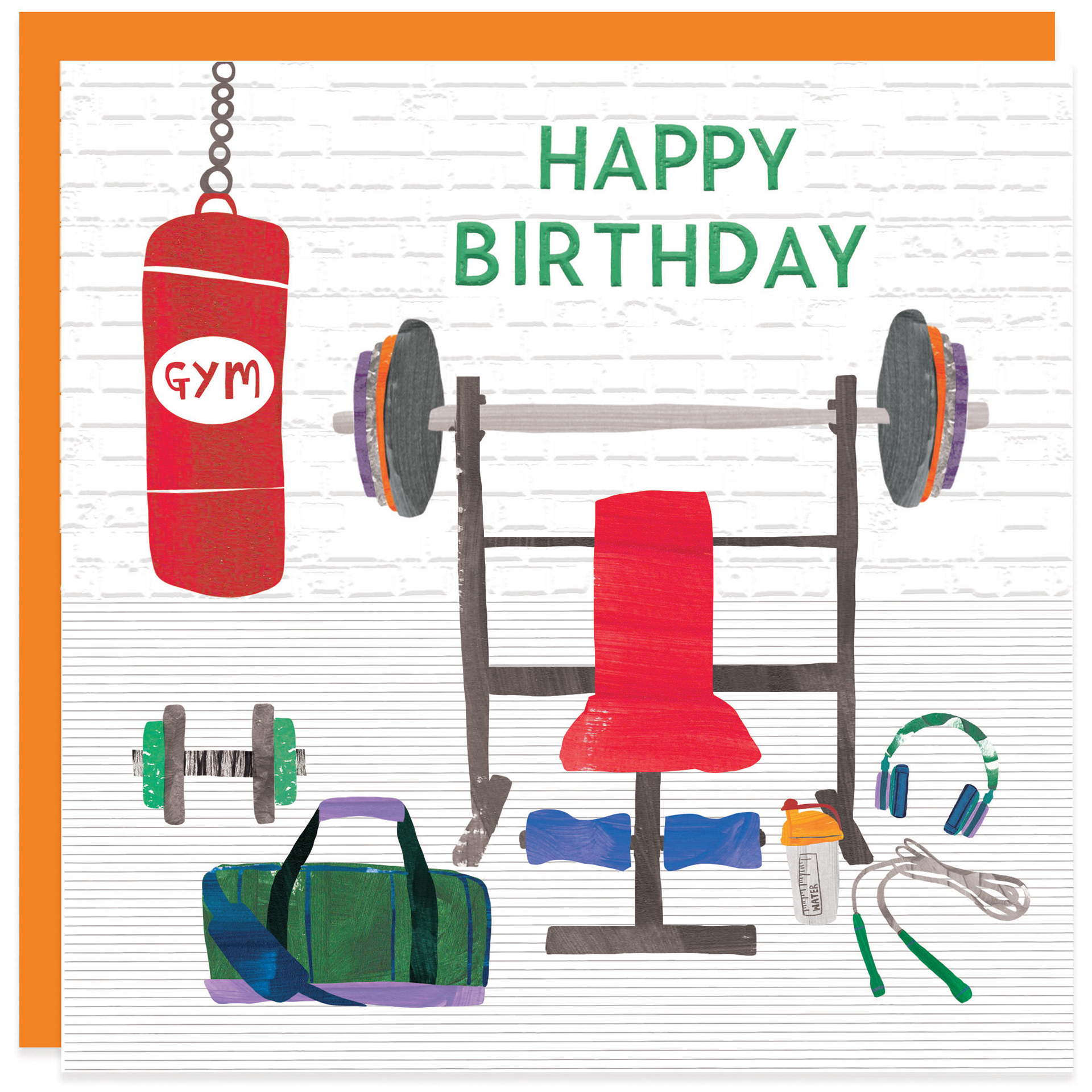 Gym theme birthday card Ling design