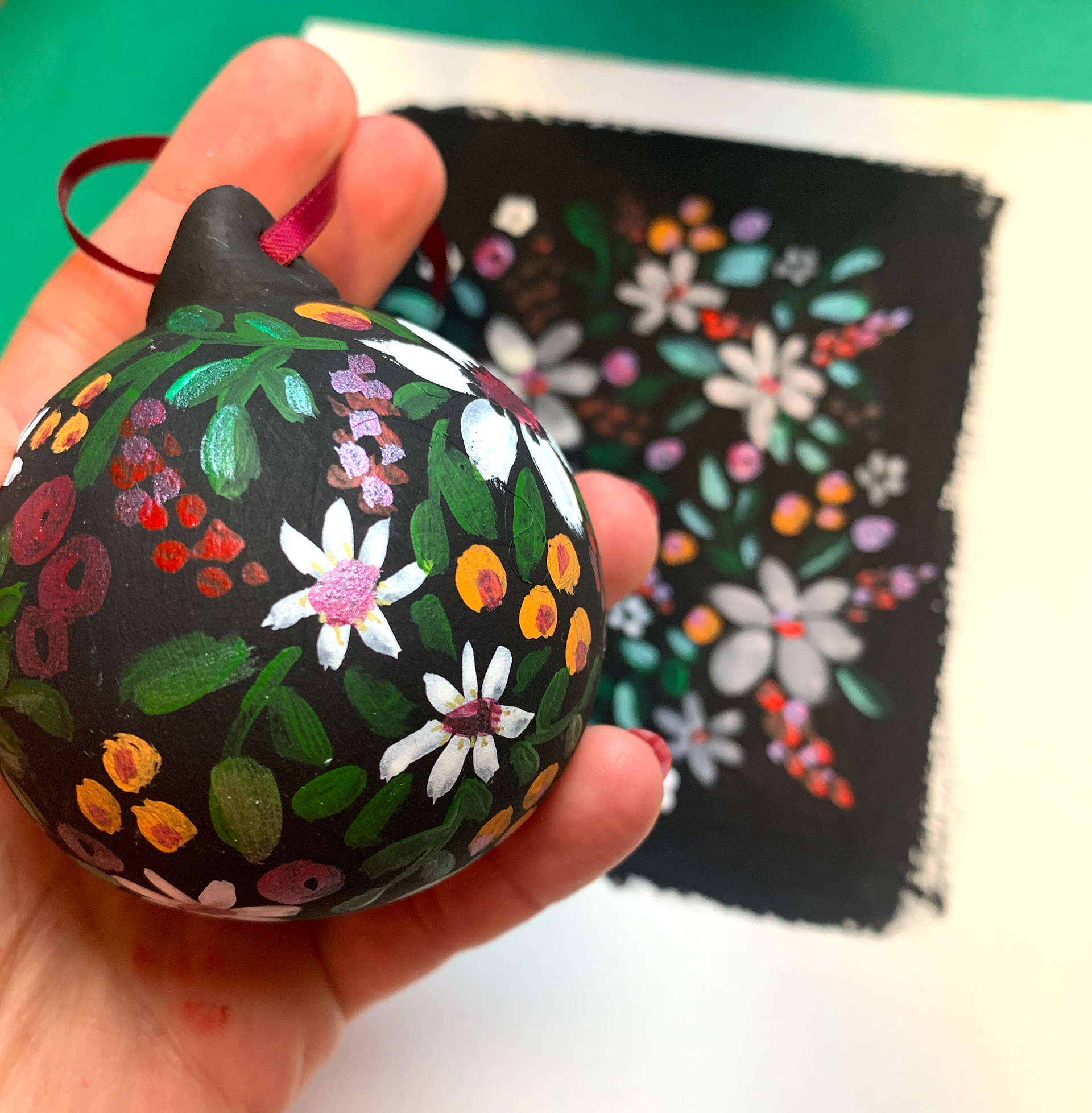 Hand painted bauble for a limited edition collection of baubles '24