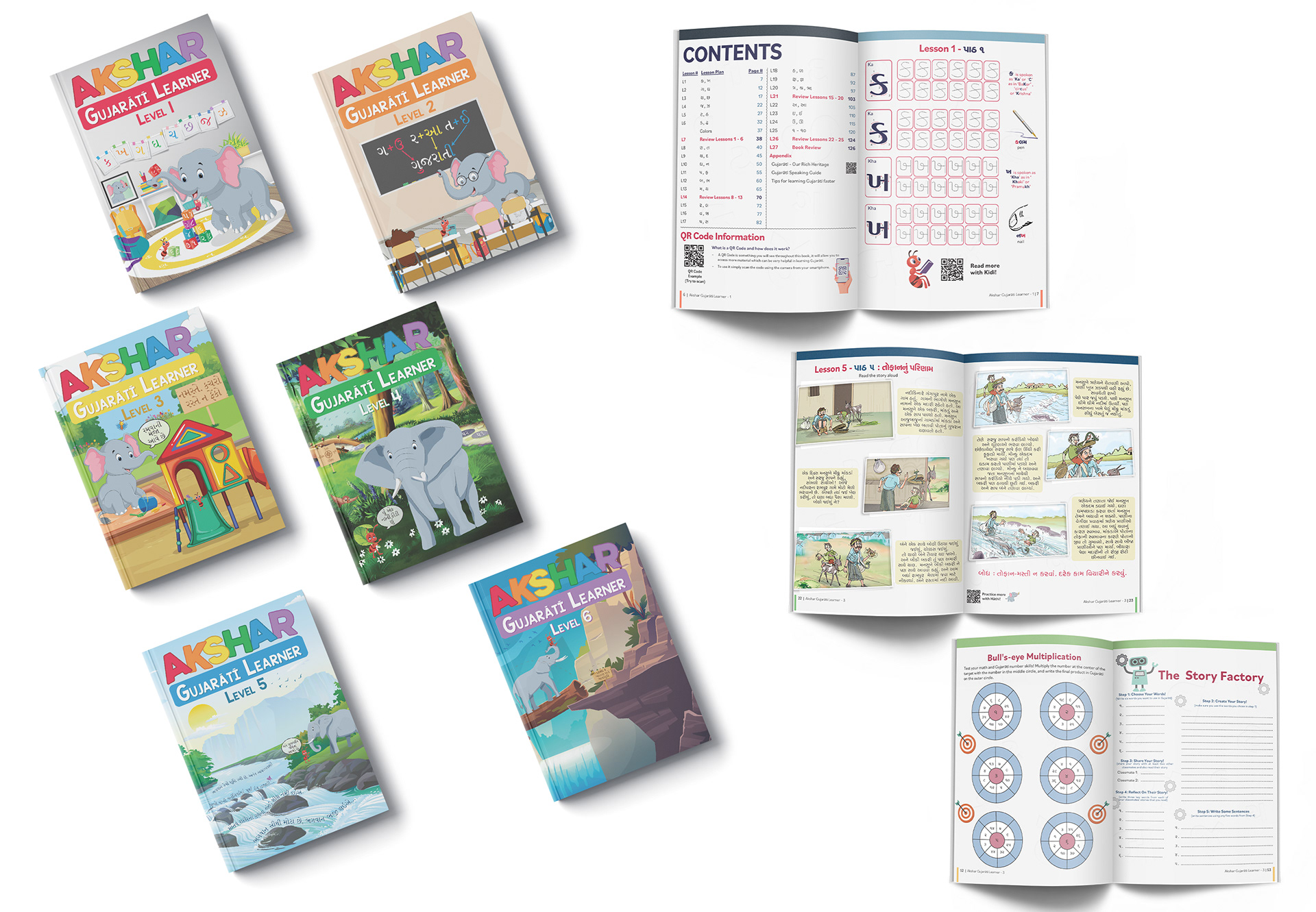 Re-Designed Gujarati learning workbooks now used by 5,000–6,000+ BAPS youth weekly worldwide. Introduced QR codes for interactive activities, audio, and video content. Collaborated with a North America–wide volunteer team to create engaging, culturally rich materials that make language learning fun and impactful.