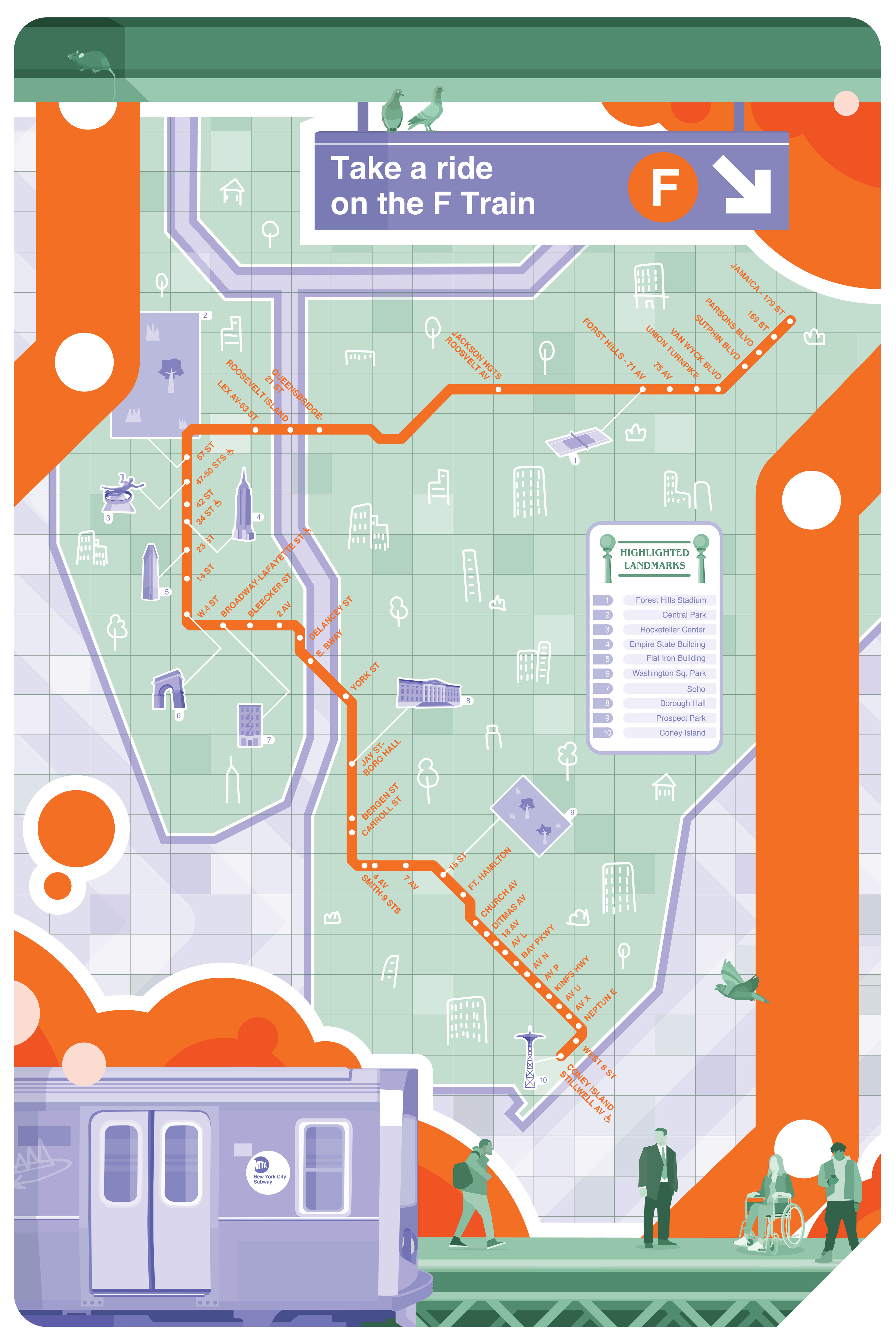 Matthew Bruner NYC F Train Map