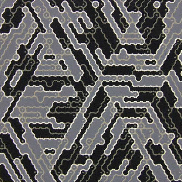 "system construction 0412" 2004 acrylic gouache on wood panel 91 x 91cm