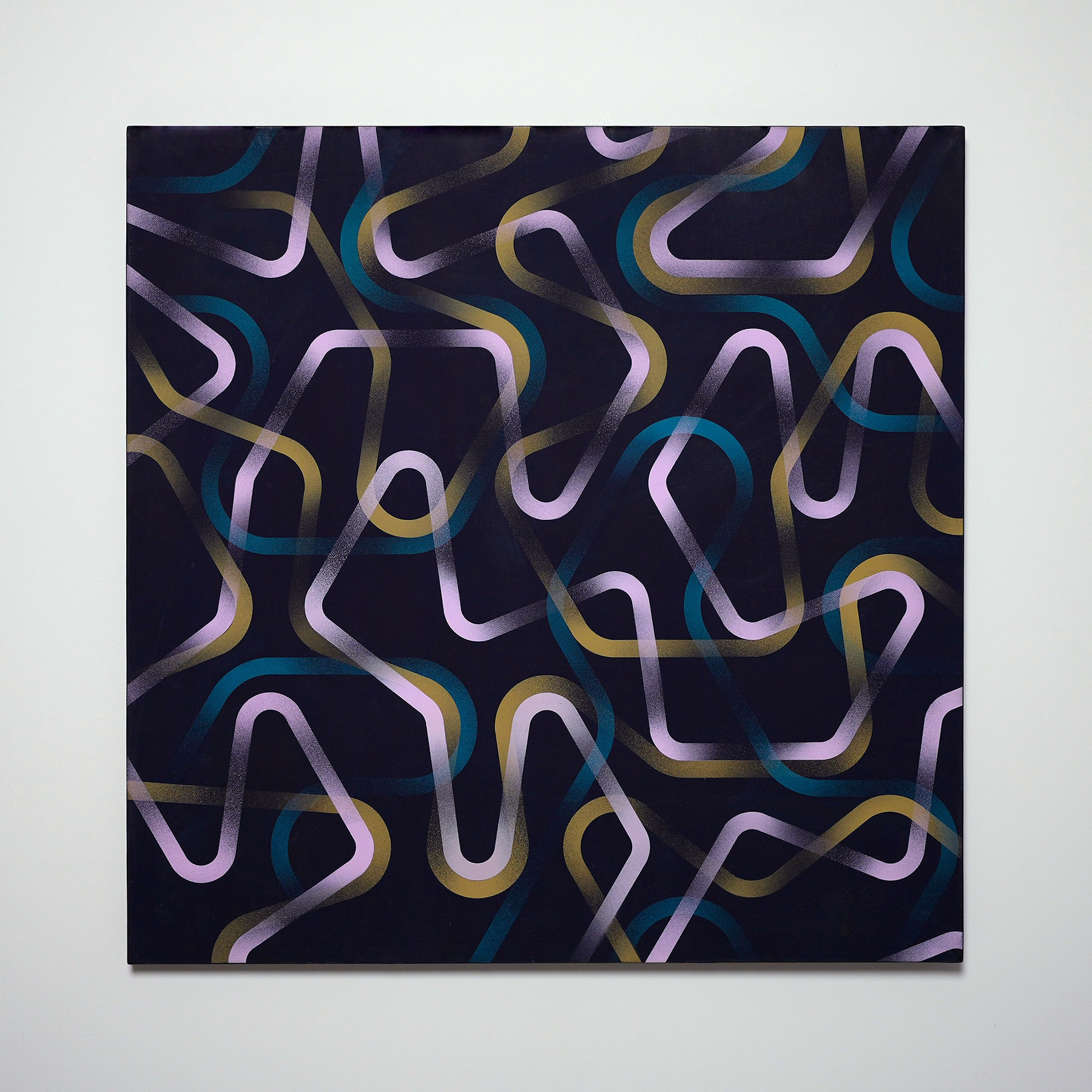 "system construction 0310" 2003 acrylic gouache on wood panel 72.8 x 72.8cm