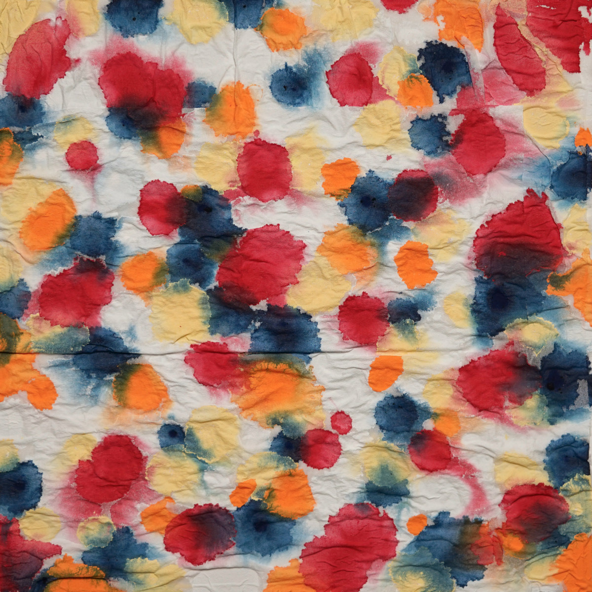 ティッシュを画面に敷き詰めて、その上から絵の具を1滴ずつ垂らした。(白い部分も全て白の絵の具を染み込ませた)