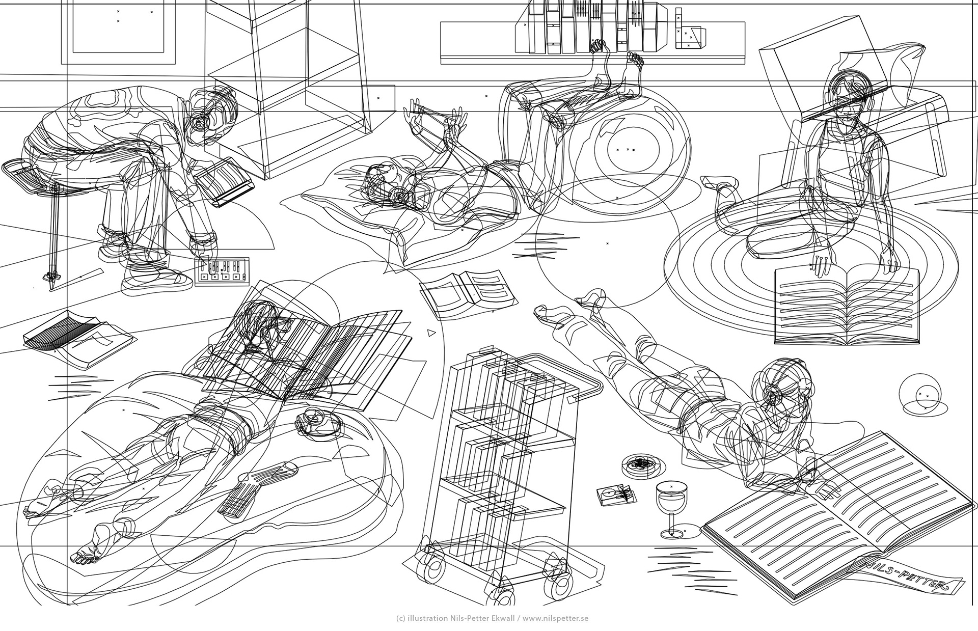 the illustration constructed in vectors and Bézier curves. 