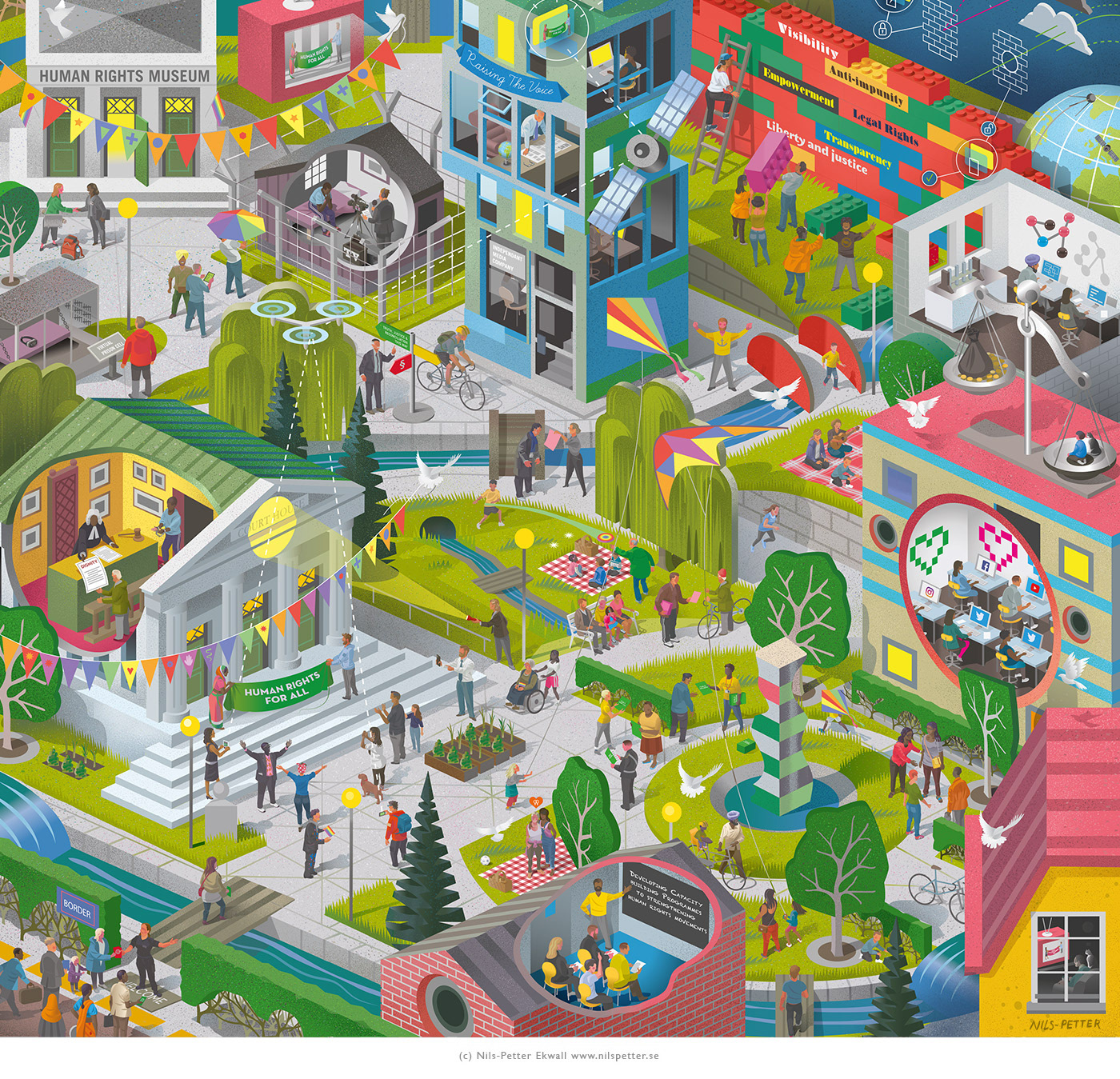 Cityscape illustration by Swedish illustrator / illustratör Nils-Petter Ekwall 