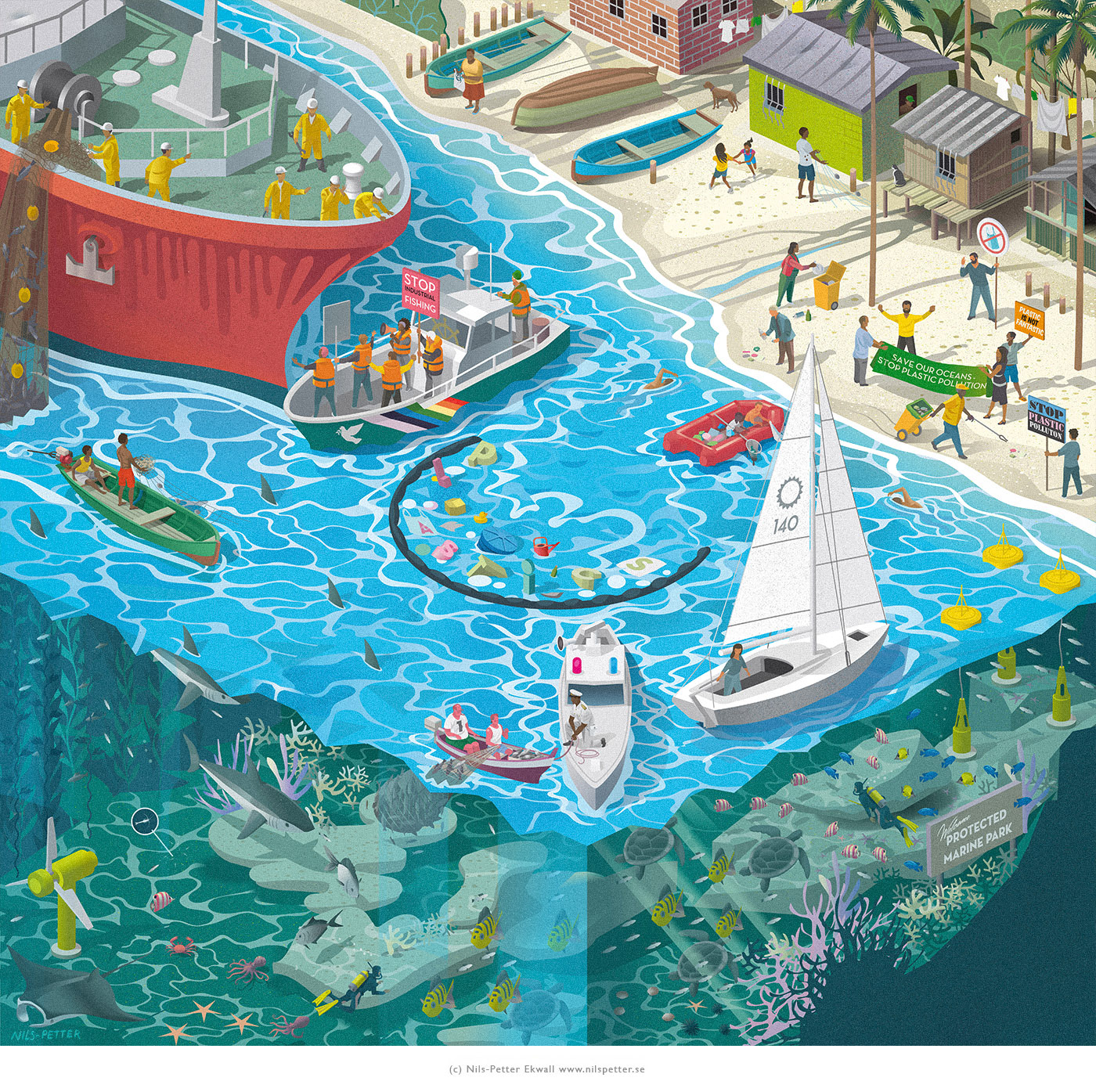 cutaway  illustration by Swedish illustrator / illustratör Nils-Petter Ekwall 