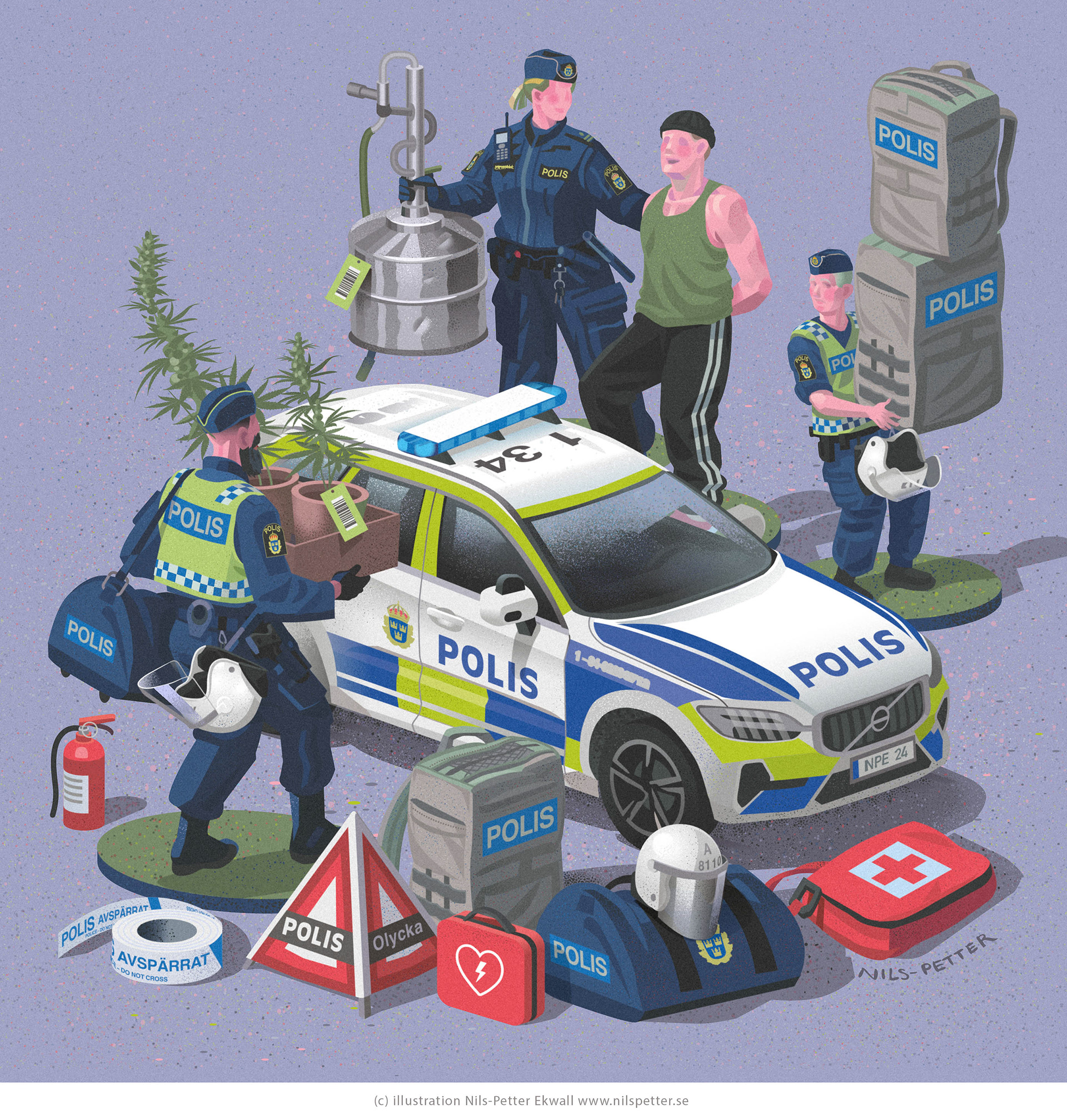Editorial illustration by Swedish illustrator Nils-Petter Ekwall for magazines and publications
