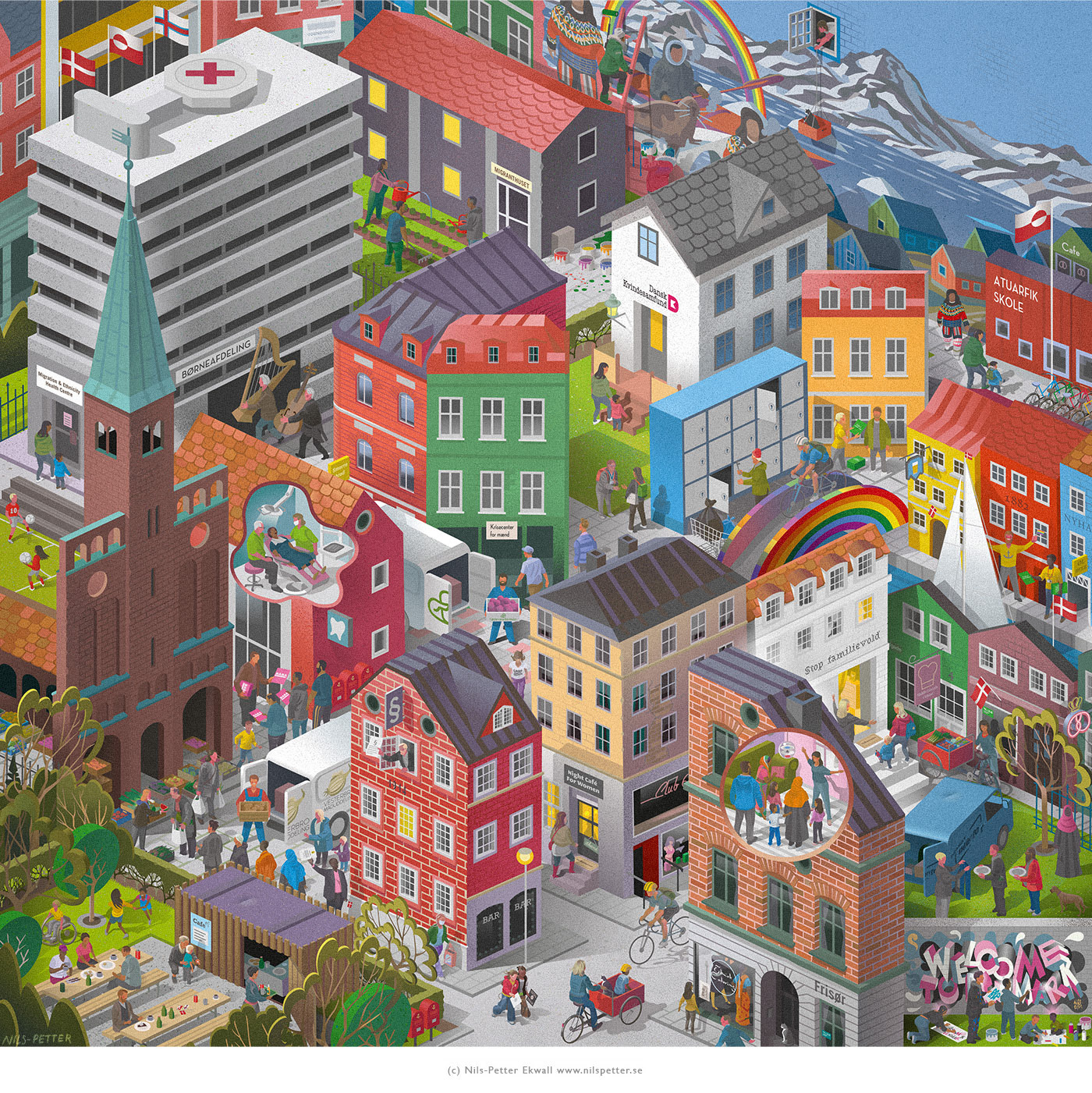 Copenhagen Cityscape illustration by Swedish illustrator / illustratör Nils-Petter Ekwall