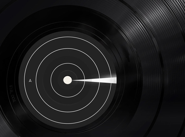 Side A vinyl label for Shemale’s SHEMALE – Supreme Beings, featuring minimal black and white futuristic design, part of dark Lovecraftian electro album artwork on French label Falco Invernale Records.