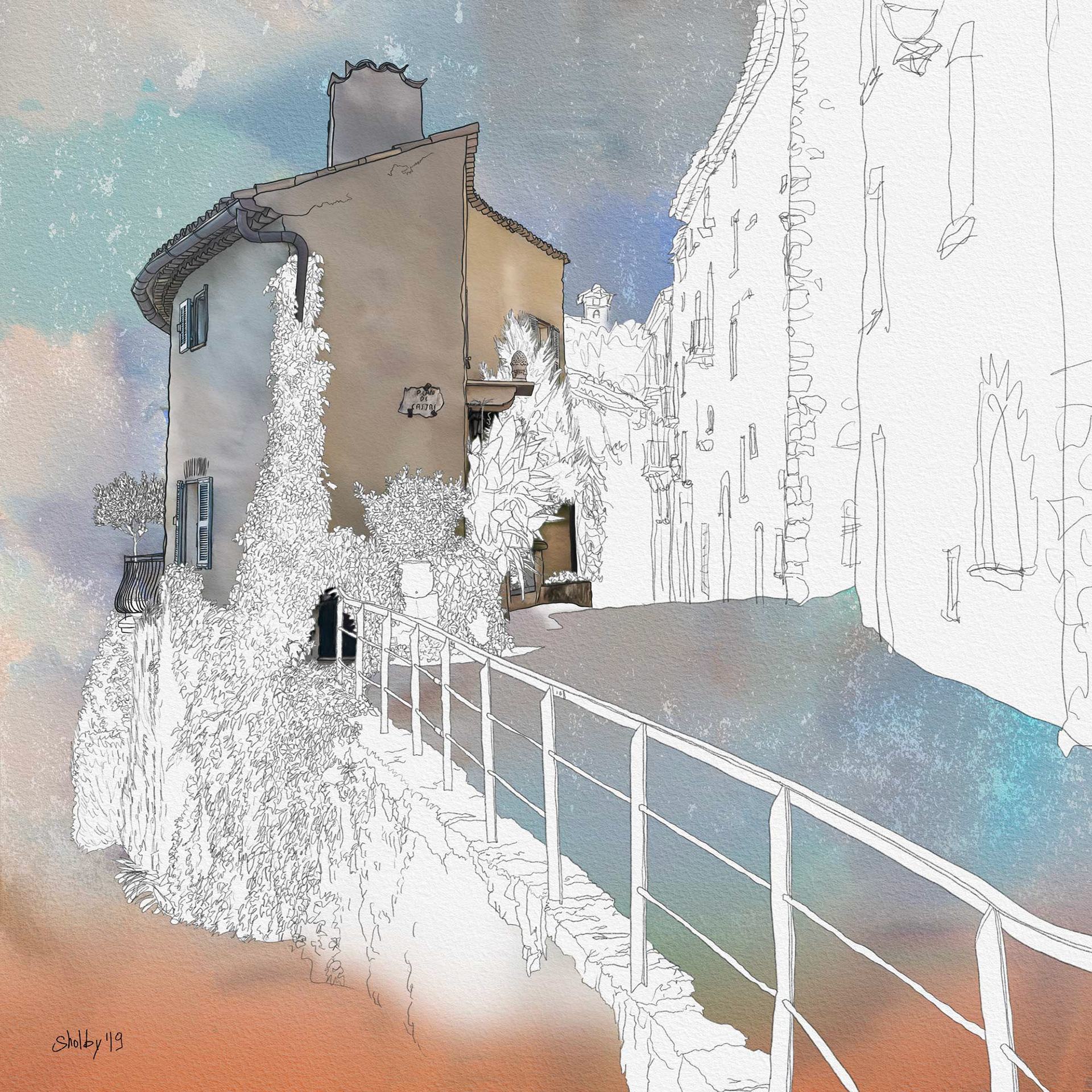 Rue du Fangas, Saint Paul de Vence (40x40)