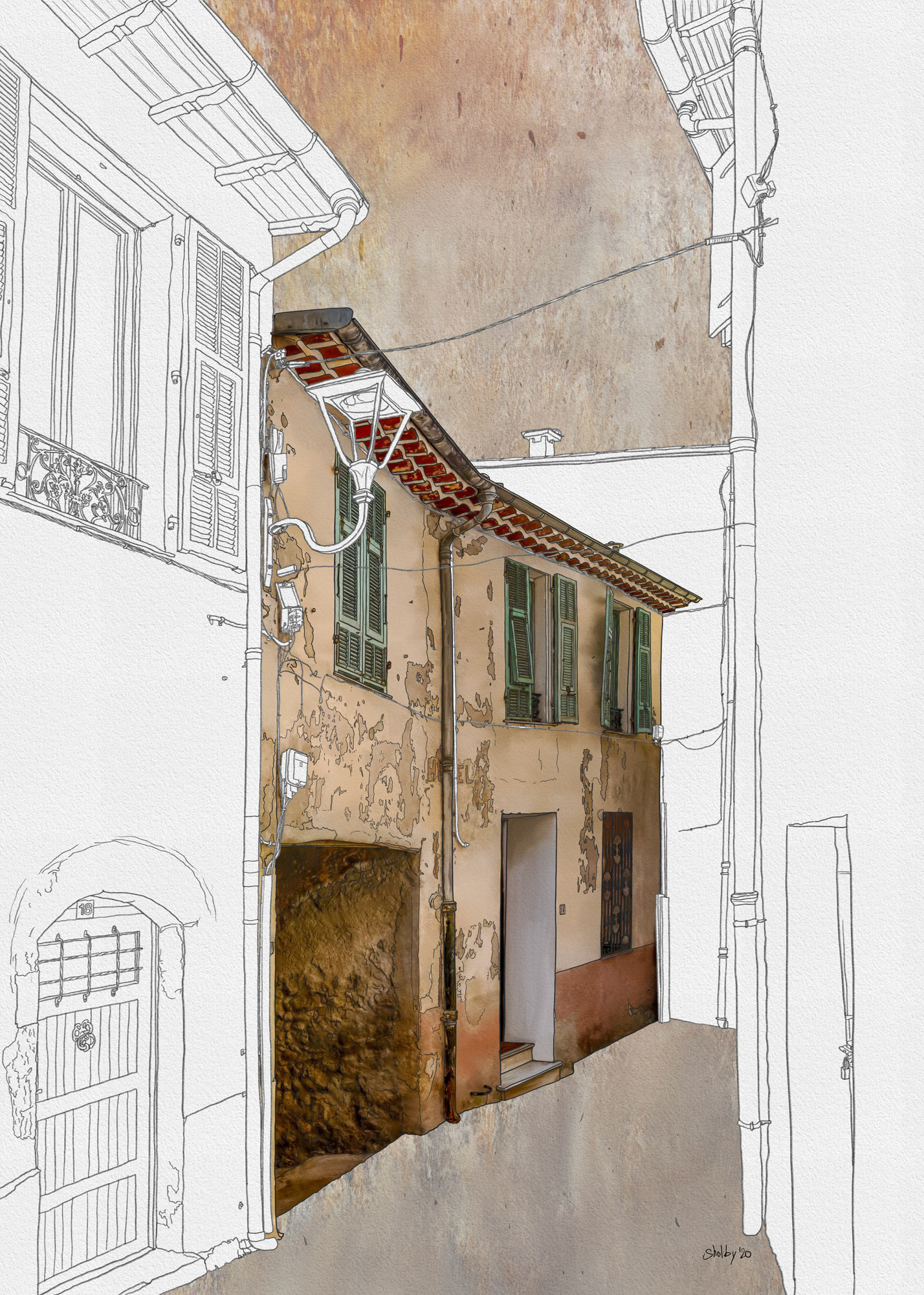 Rue Torrin-Grassi , Gattières (70x50)