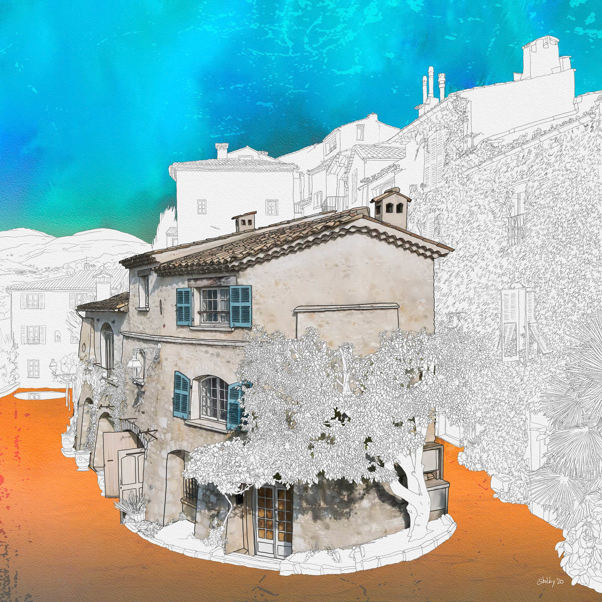 Courtine Saint-Michel, Saint-Paul de Vence (60x60)