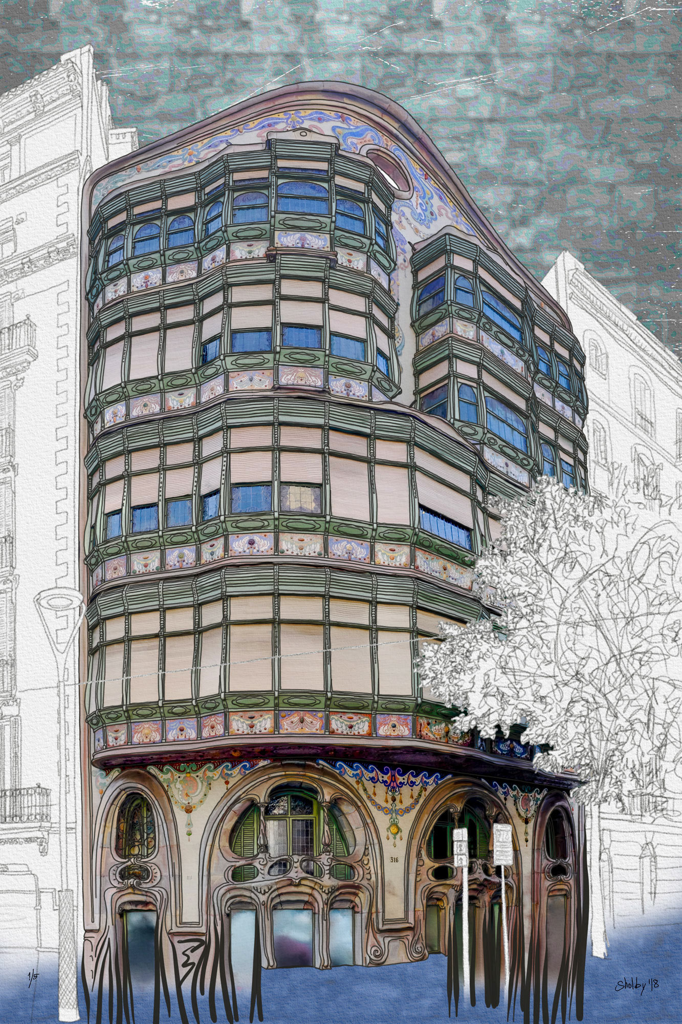 España, Barcelona, Carrer de Còrsega (60x40)