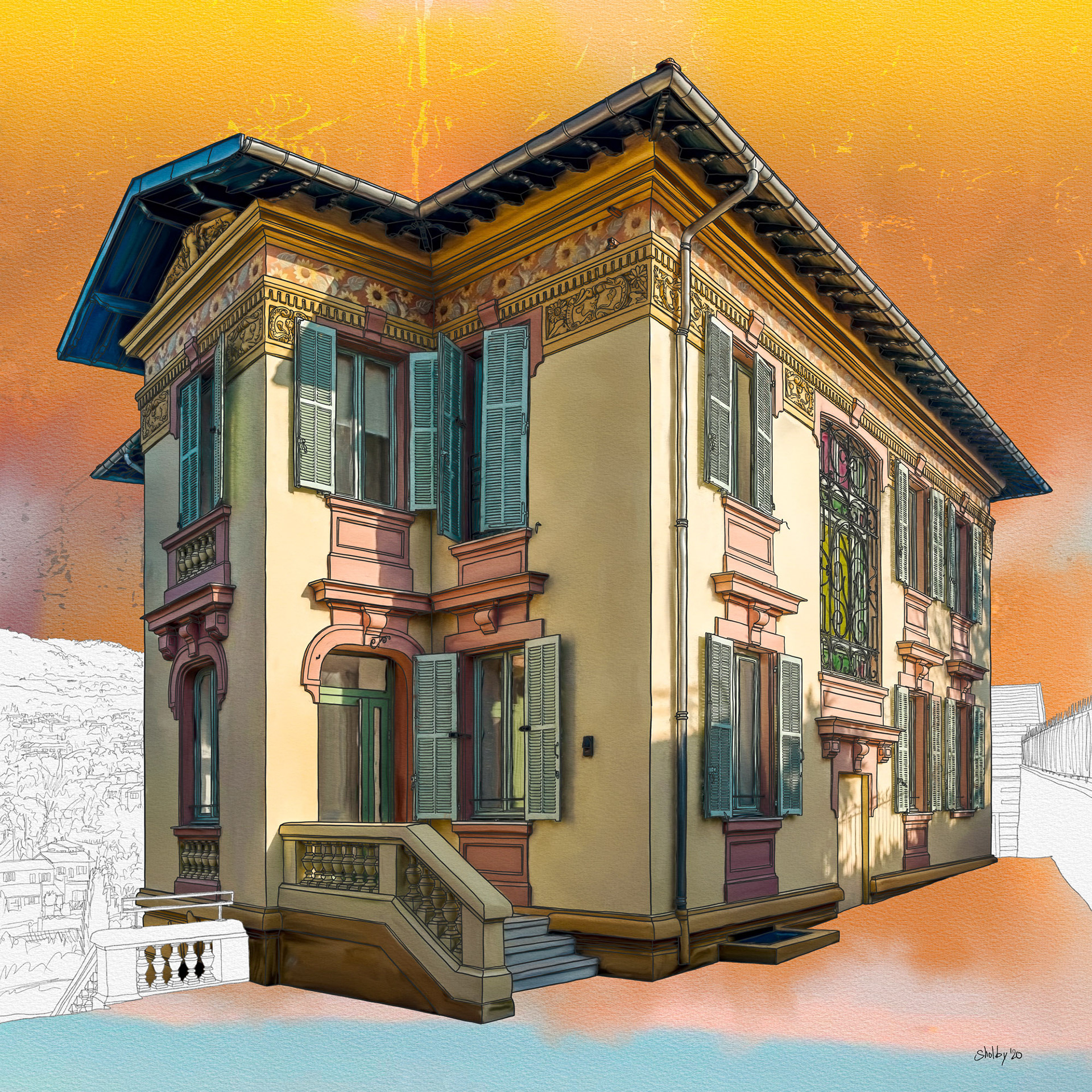 Rue des Anciens Combattants, Gattières (60x60)