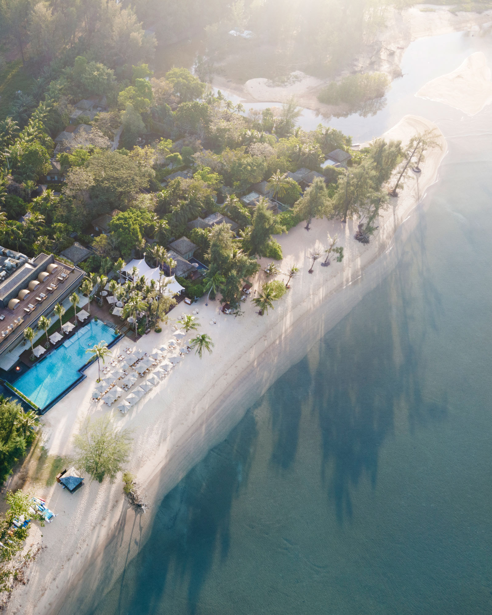 Aerial photography of Beach House Anantara Layan Phuket in the morning