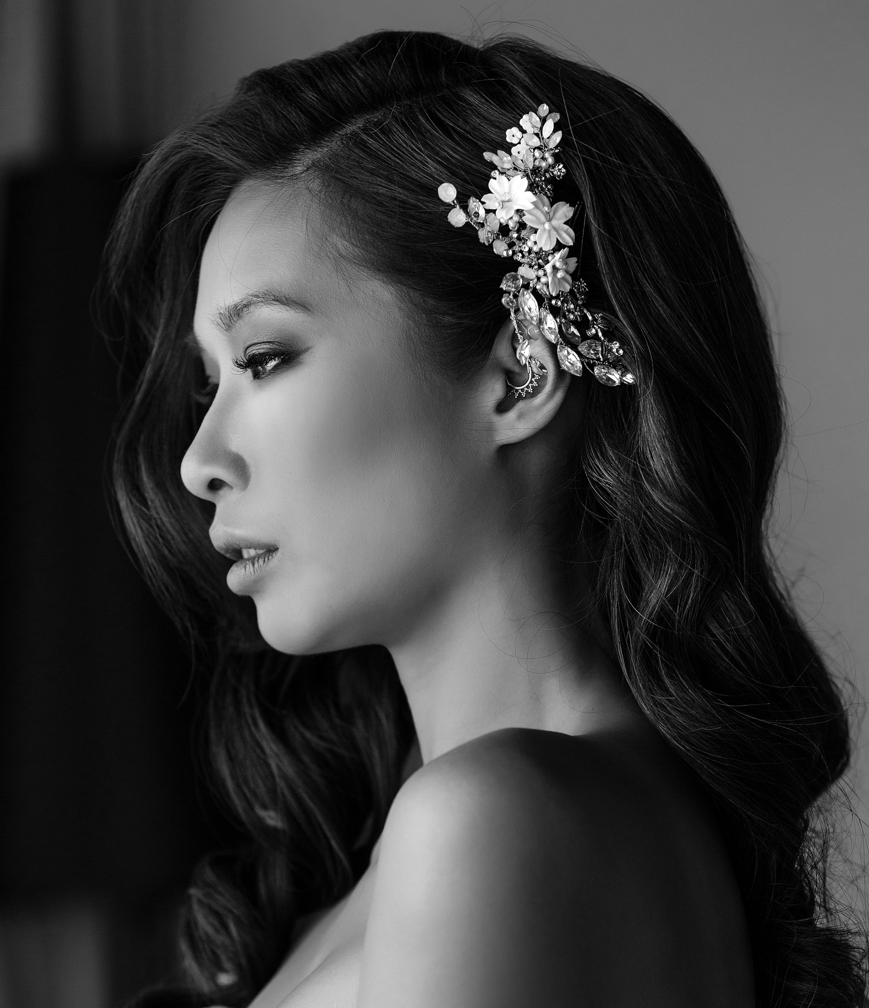 Profile portrait of Bride getting ready shot at Sava Beach Villas Phuket Thailand