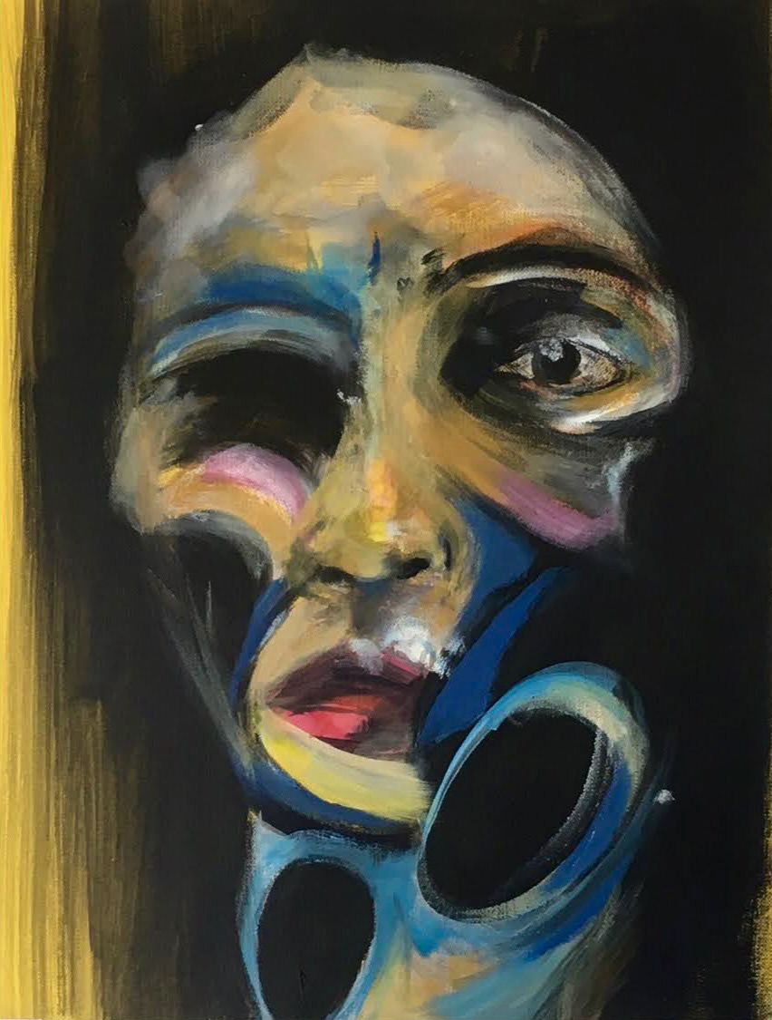 'SELF' Triptych, acrylic on paper 25cm x 33cm