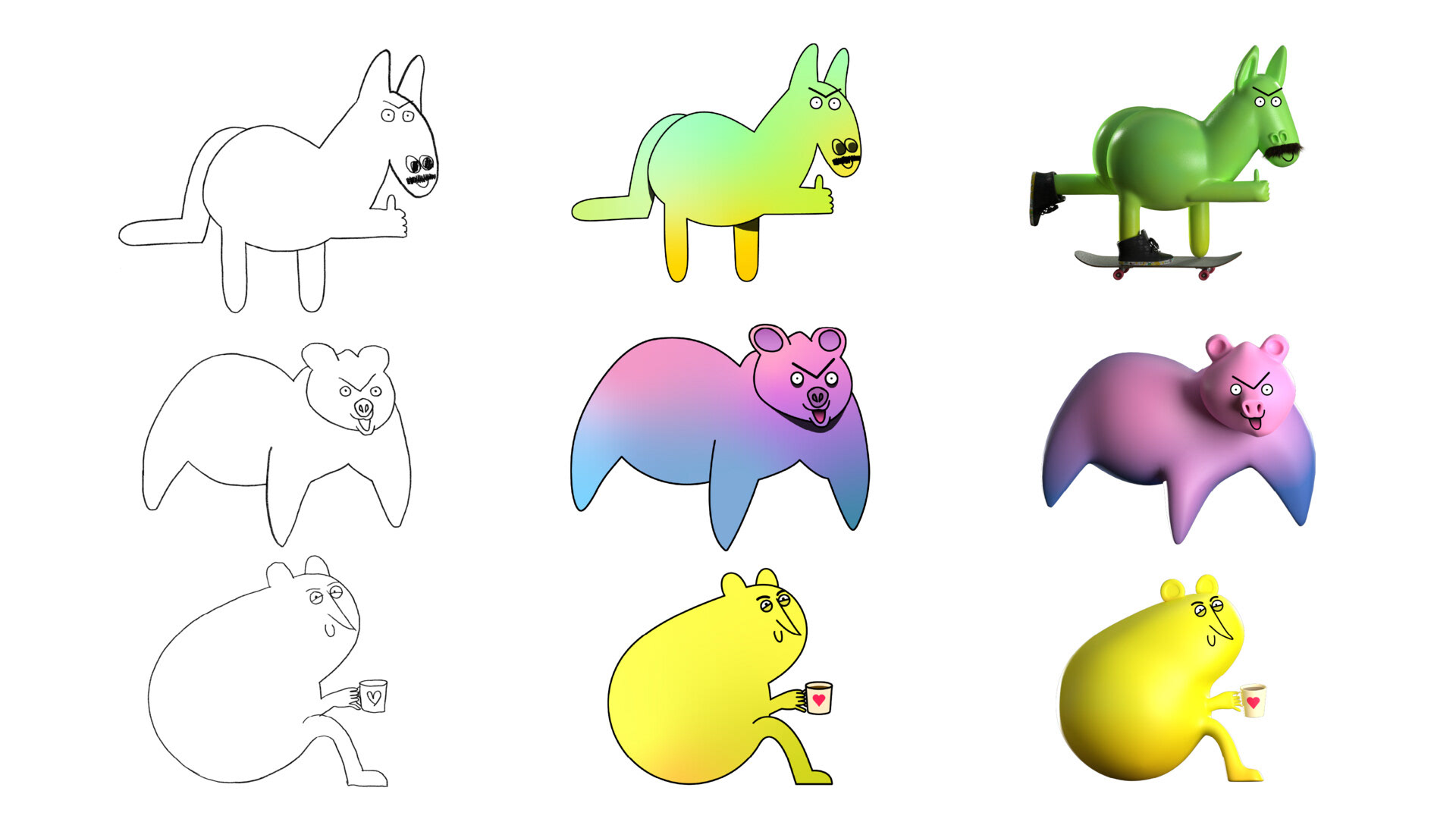 Character design, sketch, vector, 3D, 2023