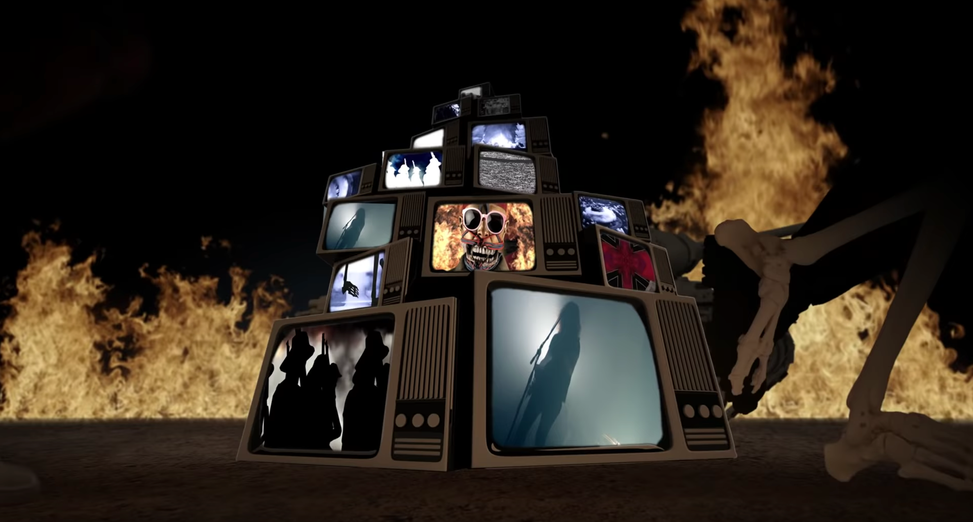 TV stacks with collage videos