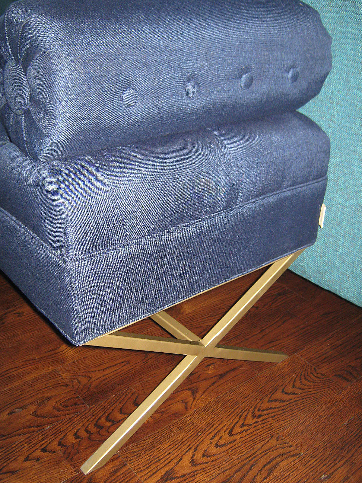 Custom metal base for bench settee for Carol Estrada Design Consulting