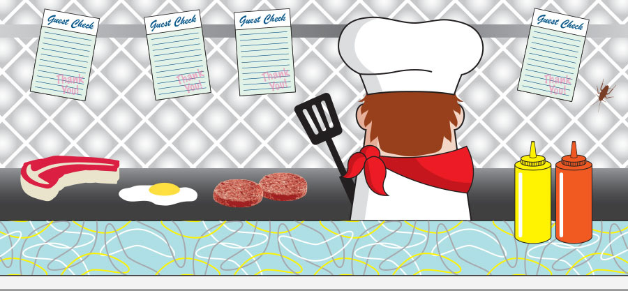 Diner illustration created for Flash animated greeting card.