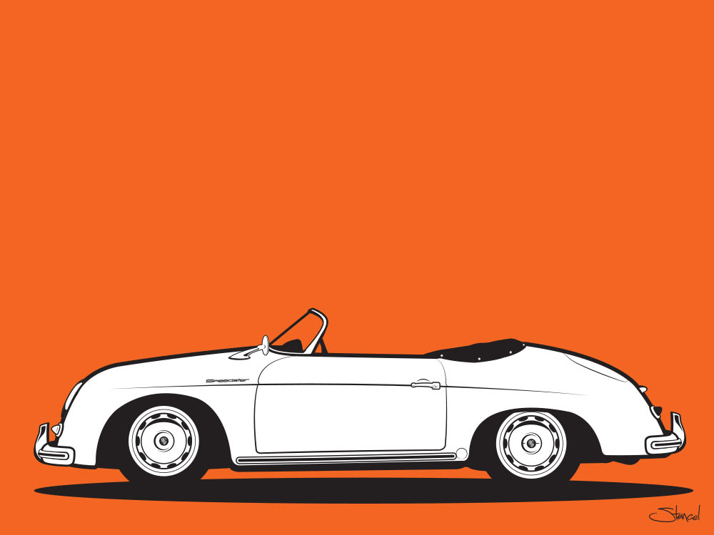 Porsche 356 Speedster. One of a series of classic vehicle illustrations.