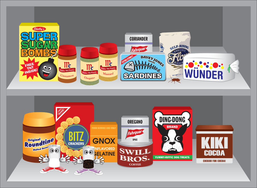 Pantry illustration created for Flash animated greeting card.
