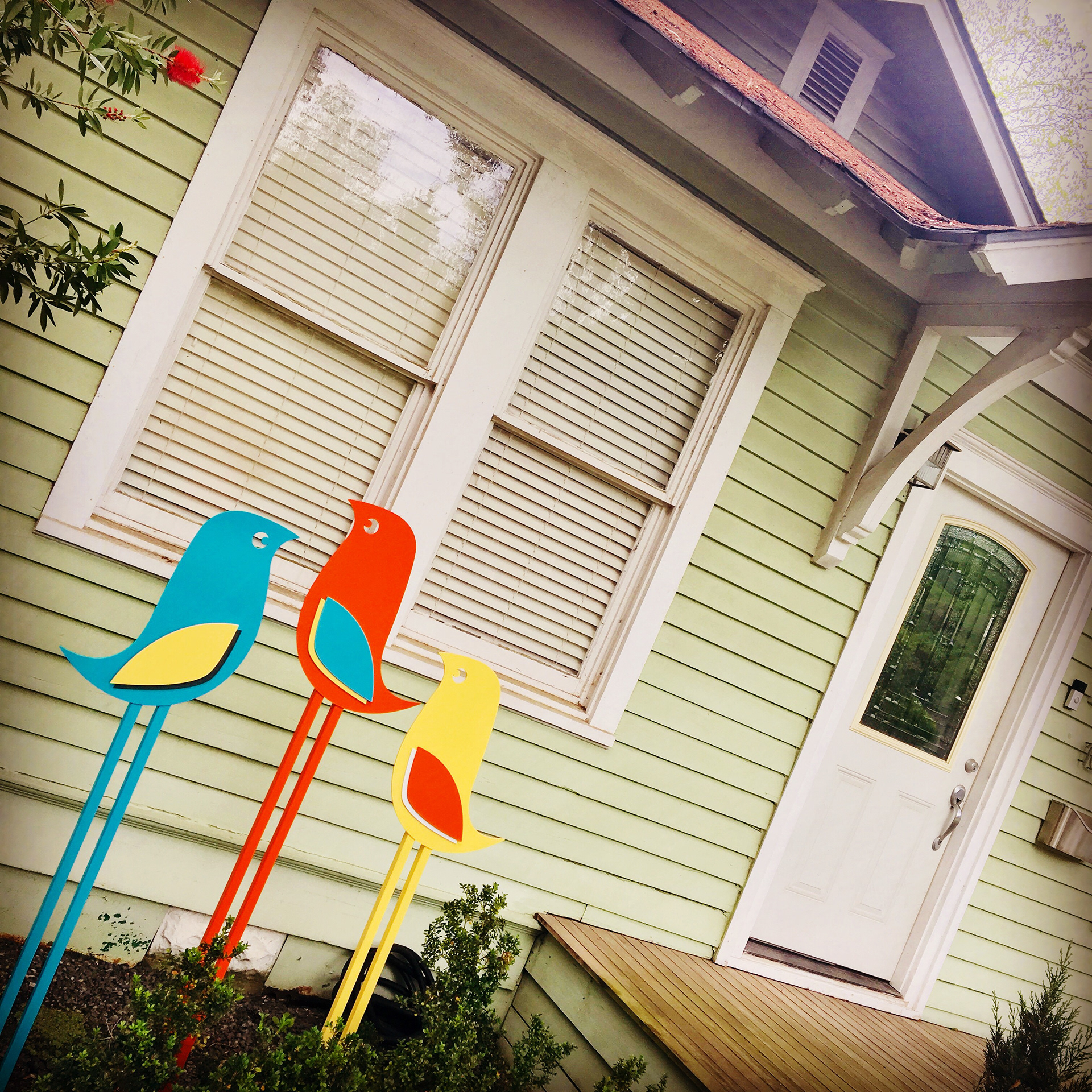 Decorative yard art made from cut steel