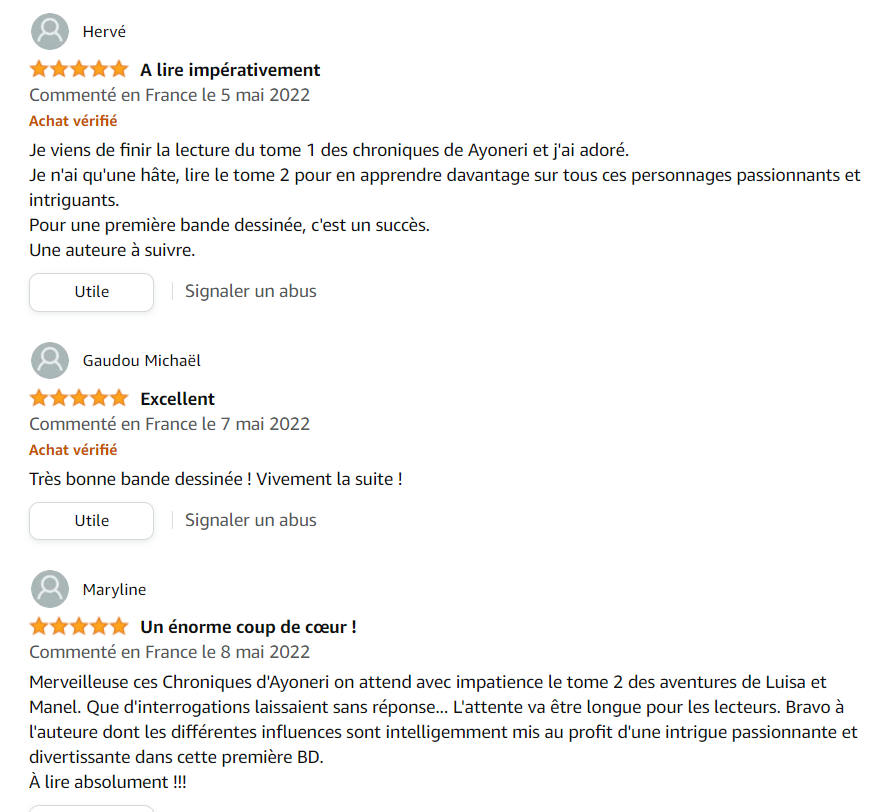 Avis sur Amazon