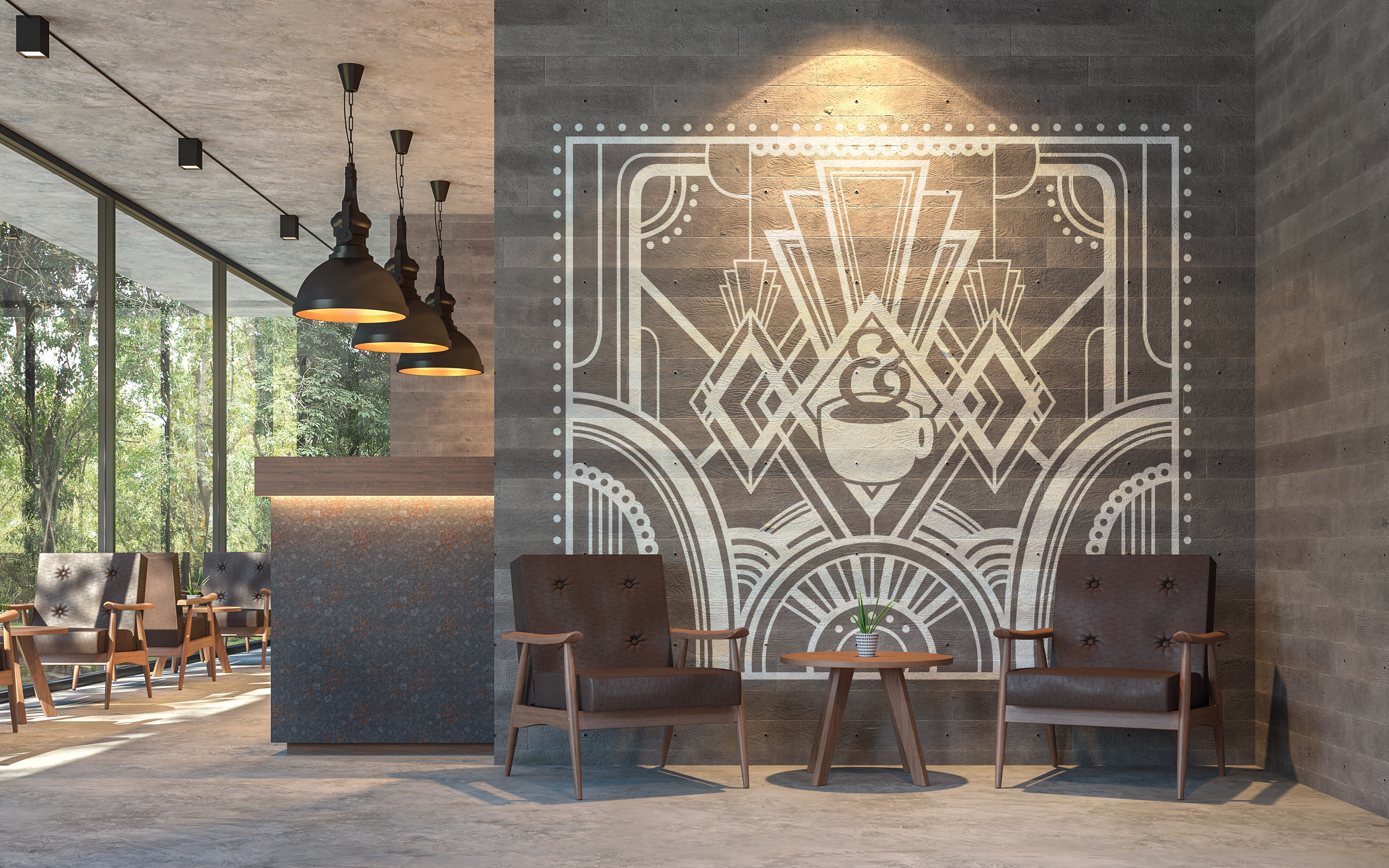 Art Deco Coffee Shop Mural Concept, 2023.